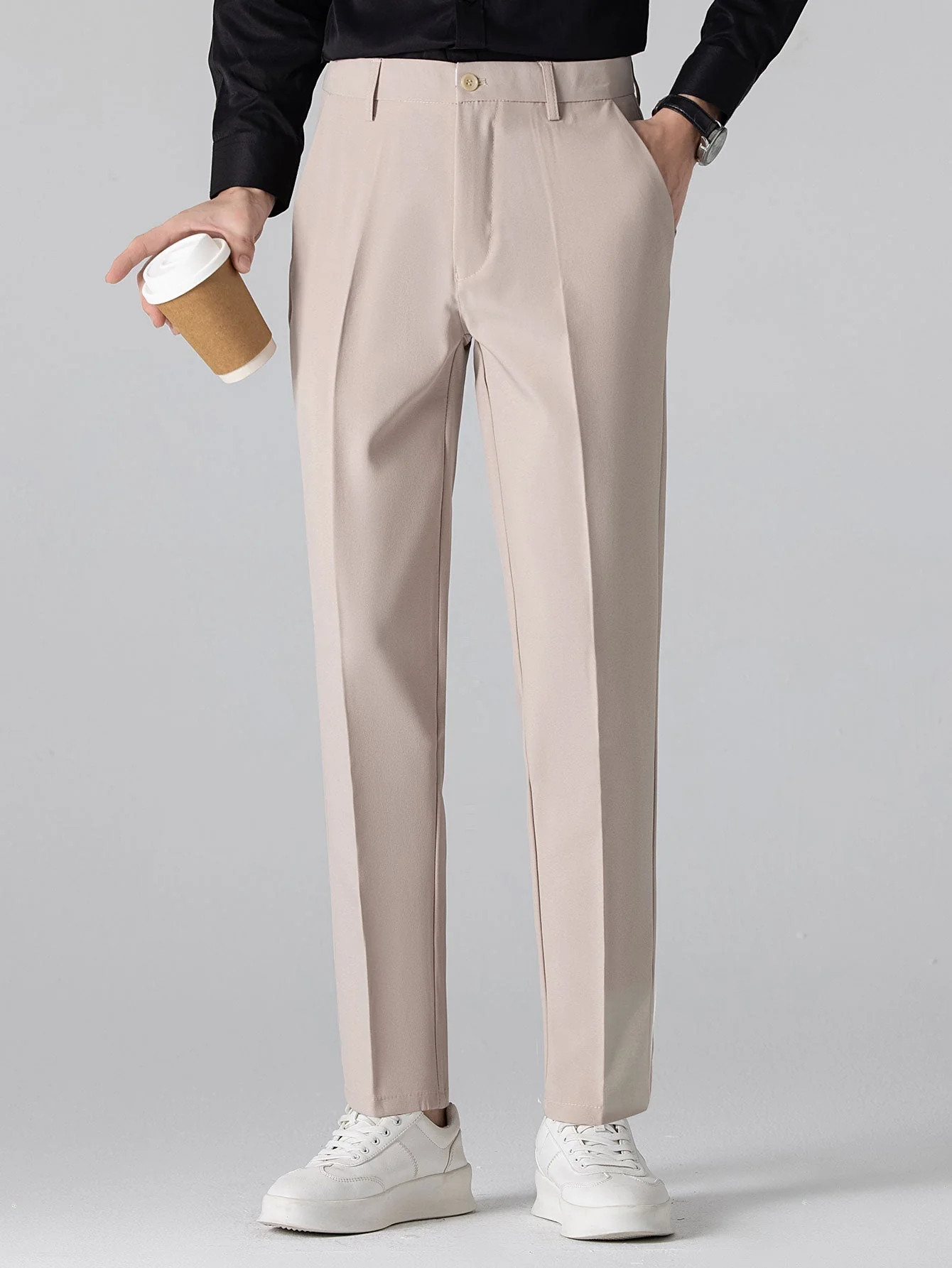 Escipión® | Long Sleeved Knitted Stripe Jacquard Polo Shirt & Slim Fit Tapered Trousers - Image 4