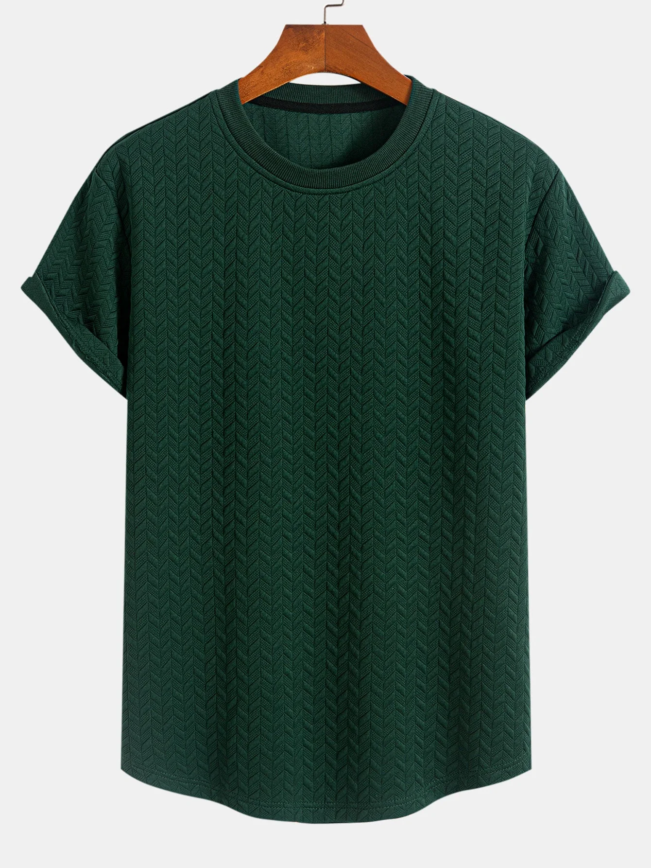 Esteban® | Jacquard Textured Arc Hem T-Shirt