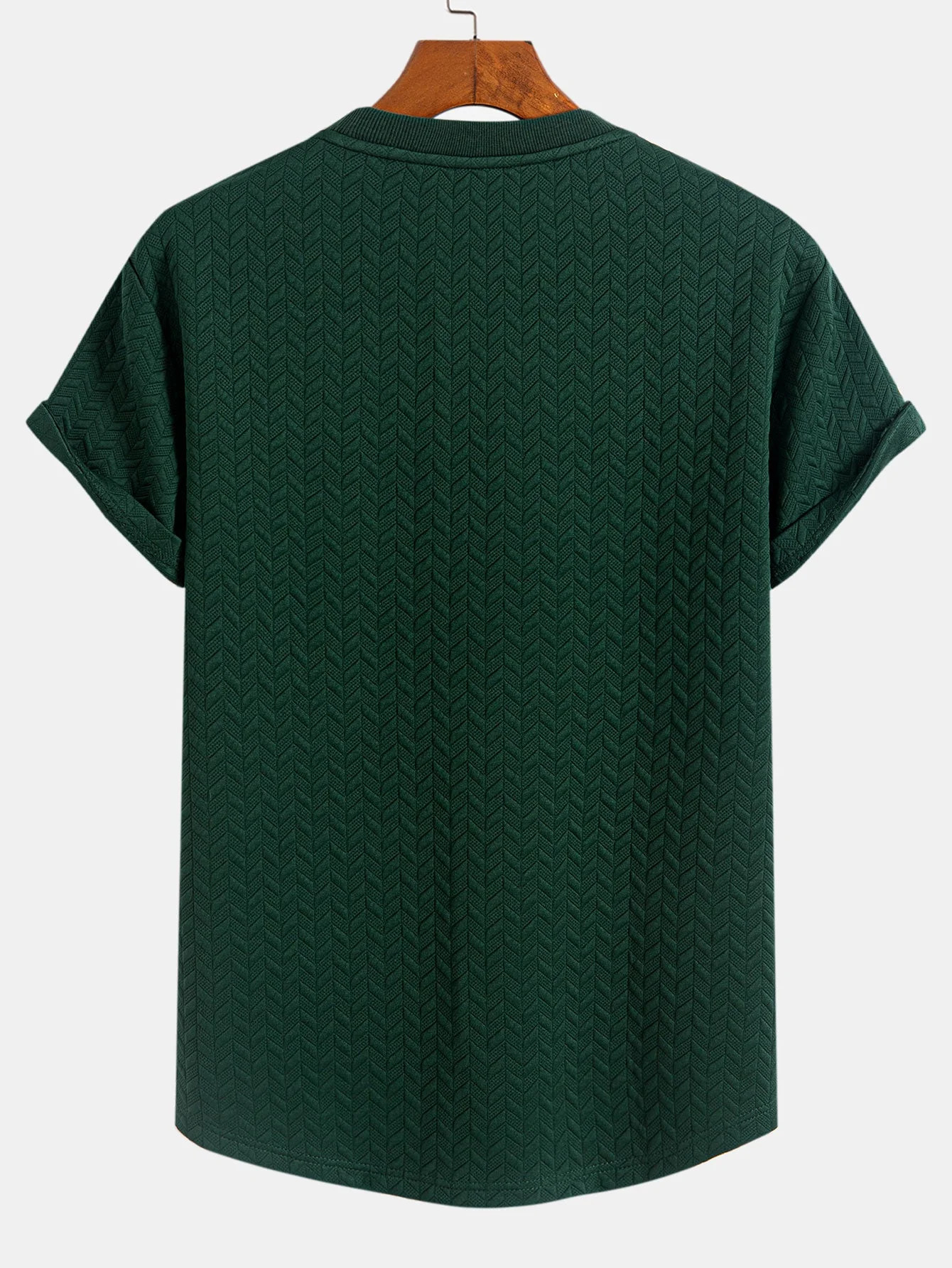 Esteban® | Jacquard Textured Arc Hem T-Shirt - Image 2