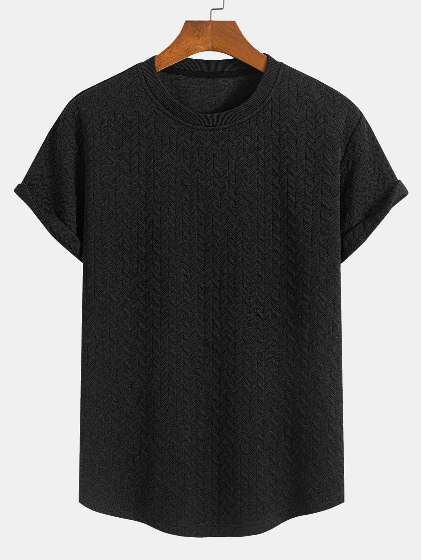 Esteban® | Jacquard Textured Arc Hem T-Shirt - Image 3
