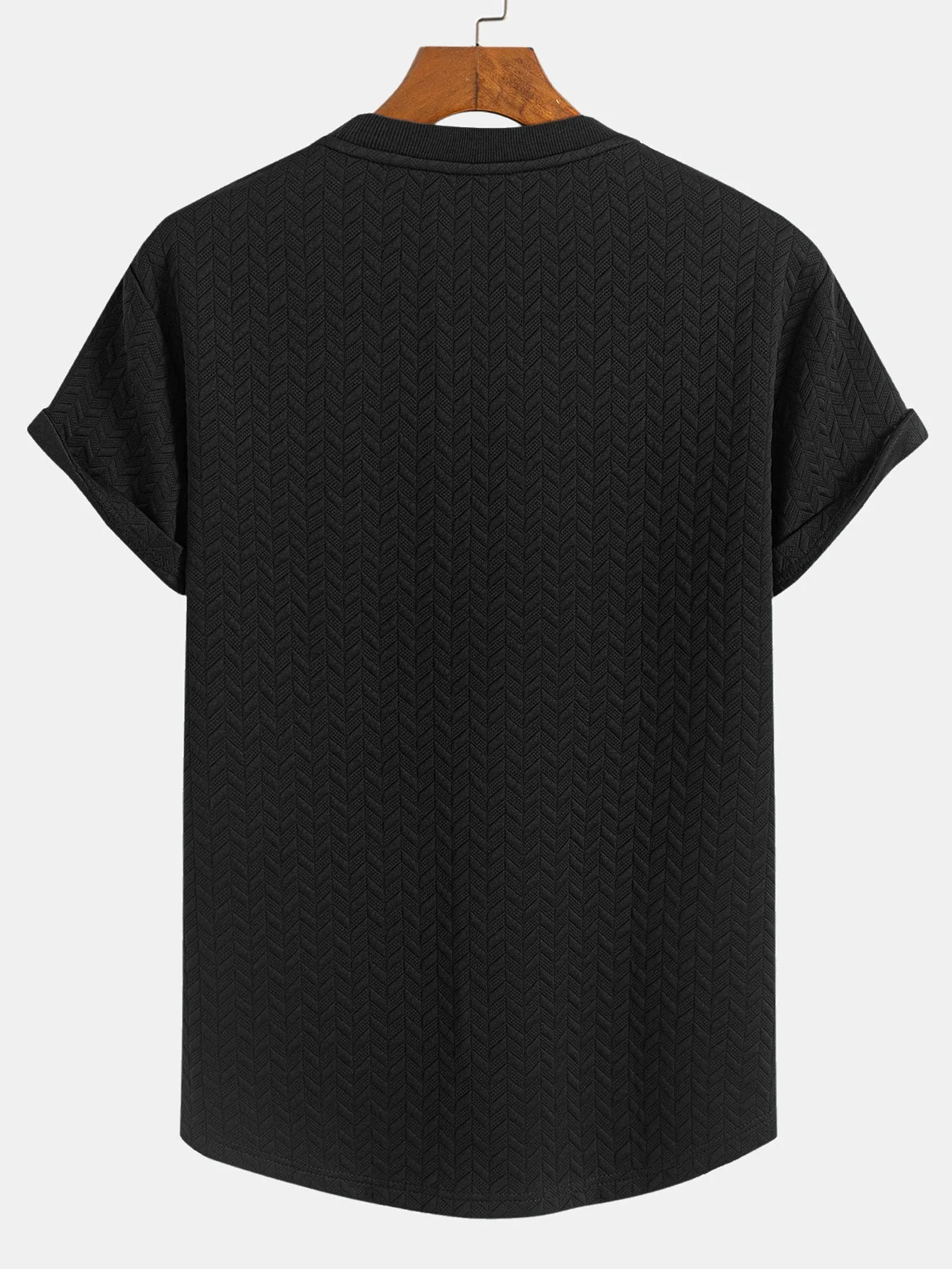 Esteban® | Jacquard Textured Arc Hem T-Shirt - Image 4