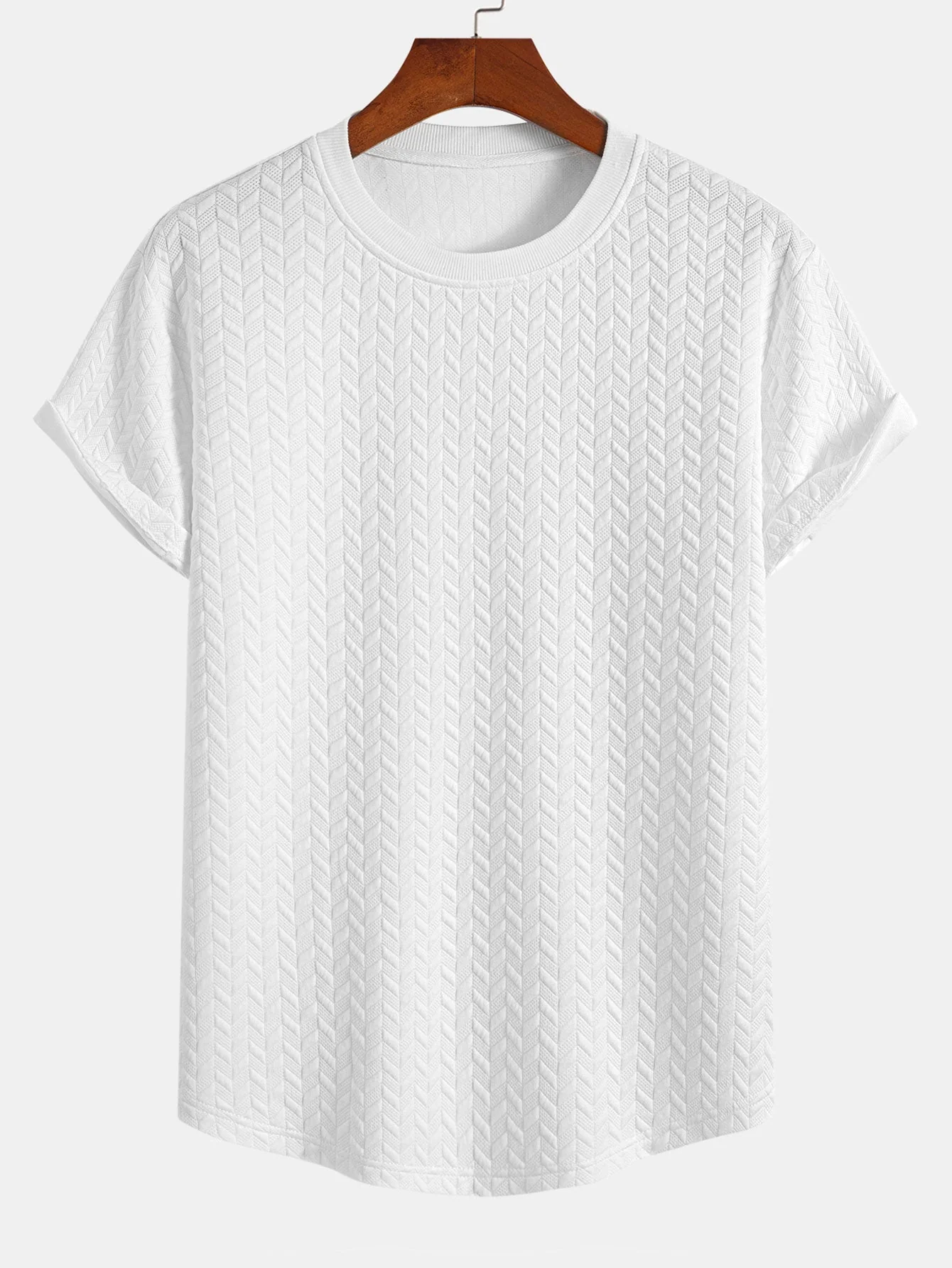 Esteban® | Jacquard Textured Arc Hem T-Shirt - Image 5