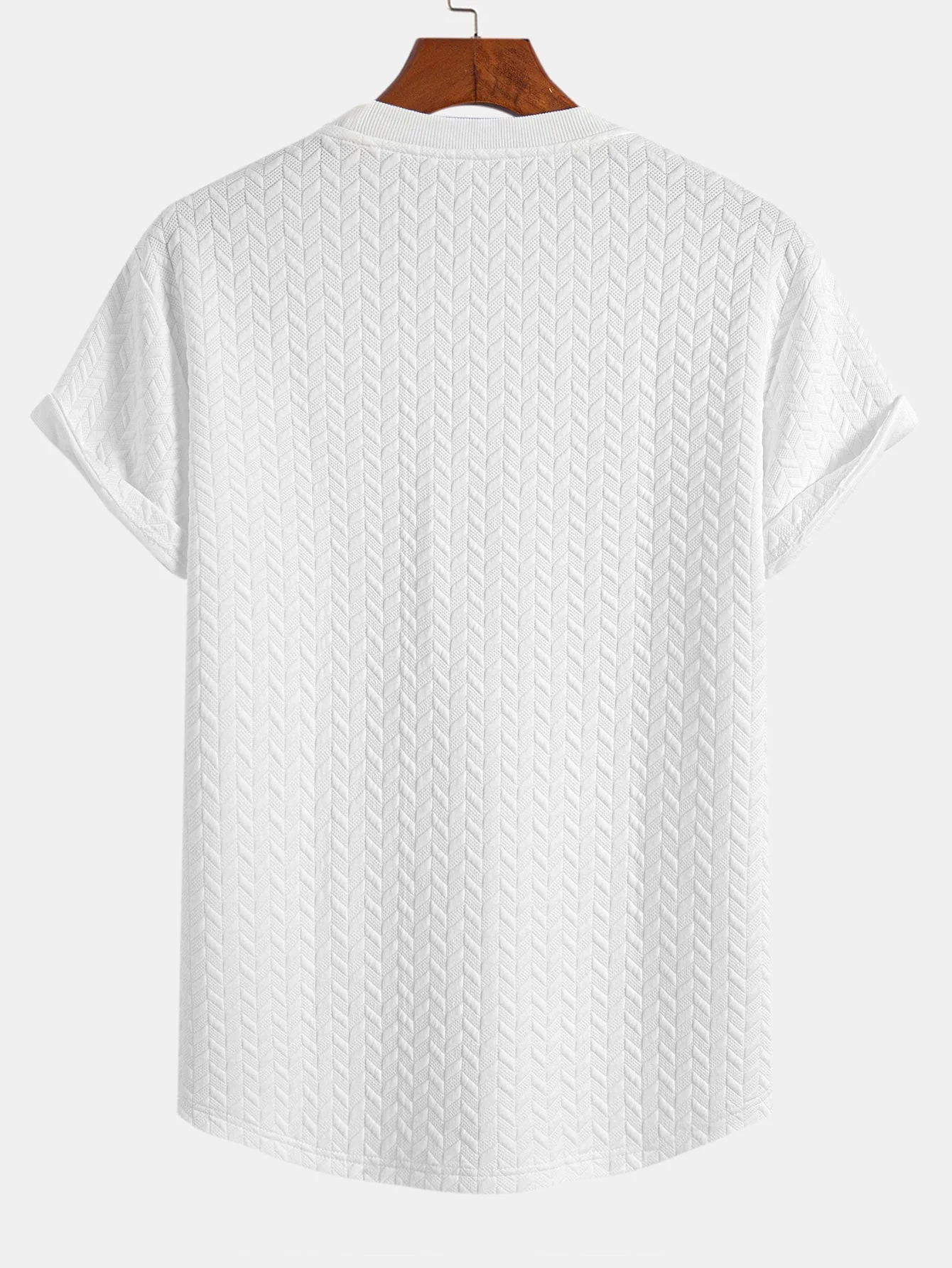 Esteban® | Jacquard Textured Arc Hem T-Shirt - Image 6
