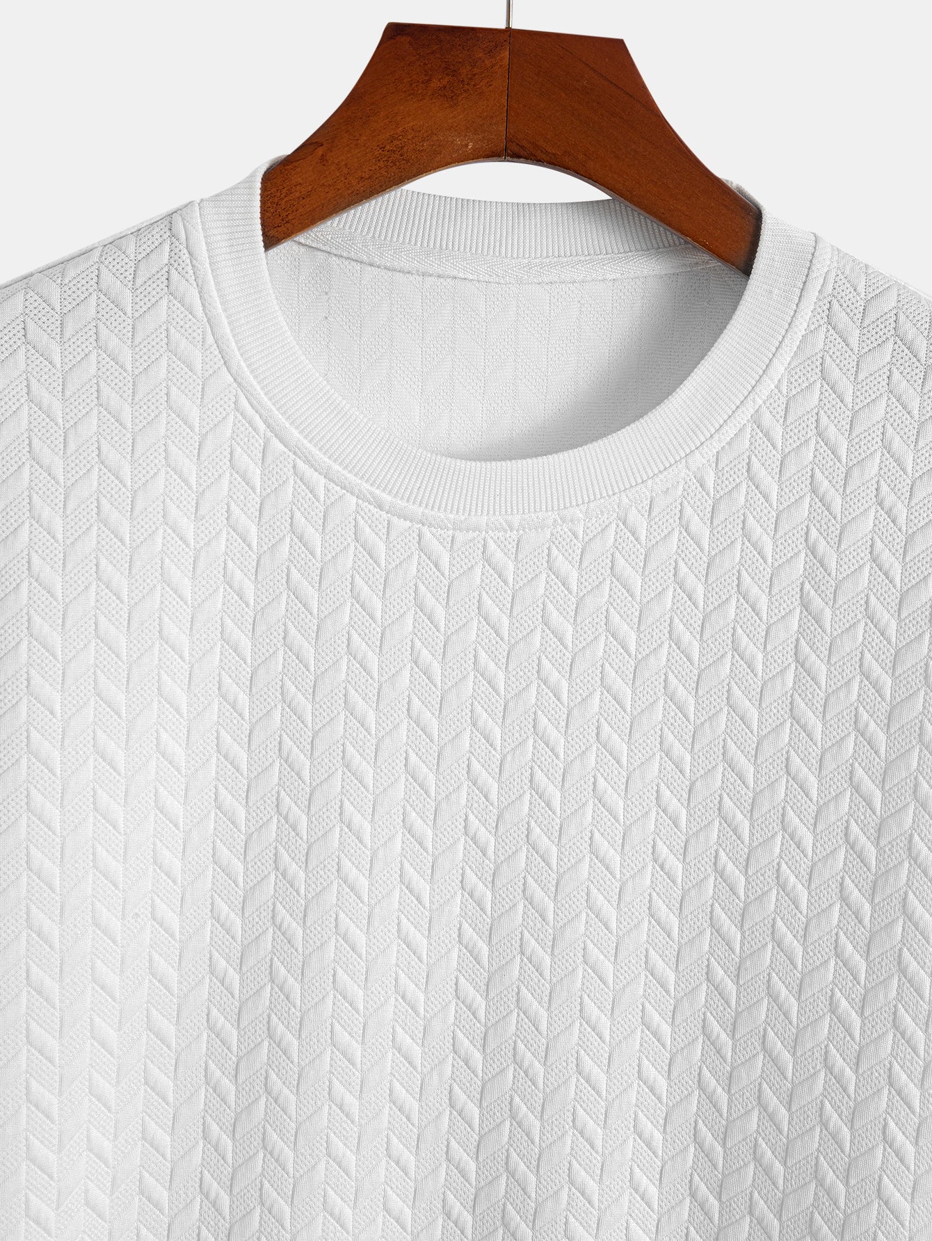 Esteban® | Jacquard Textured Arc Hem T-Shirt - Image 7