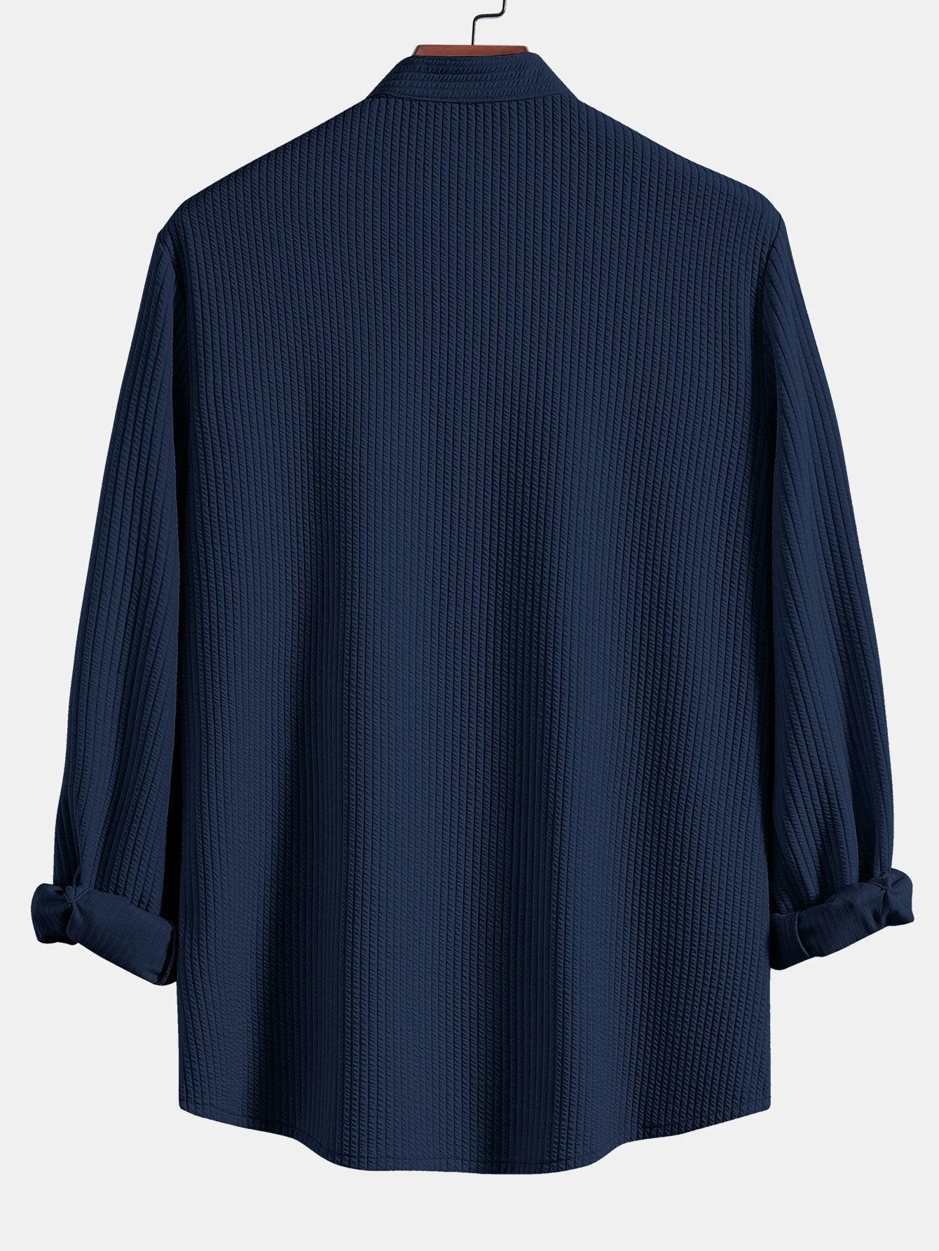 Esteban® | Long Sleeve Muscle Fit Ribbed Stand Collar Shirt - Image 10