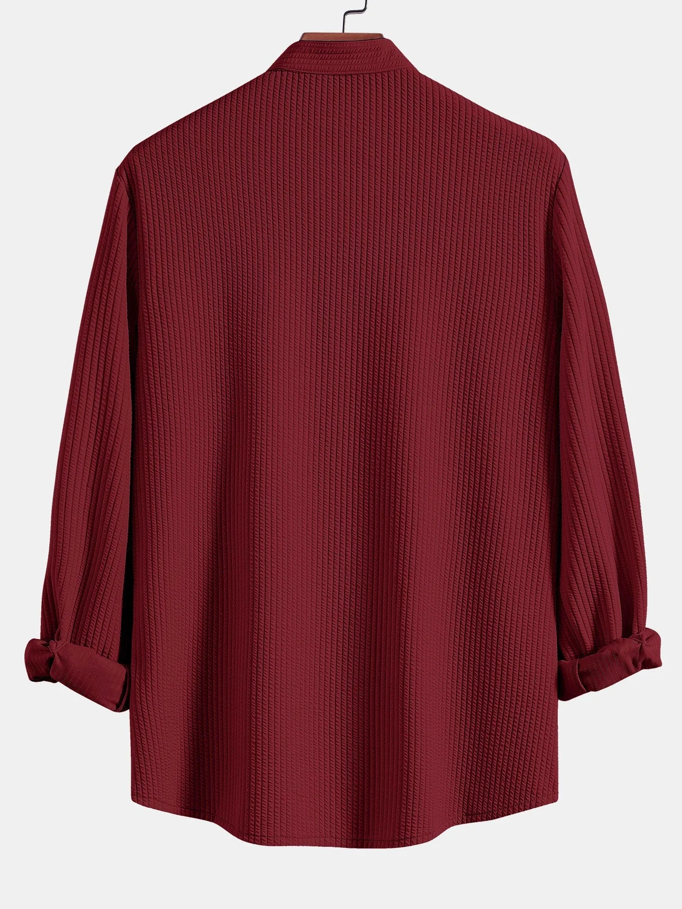 Esteban® | Long Sleeve Muscle Fit Ribbed Stand Collar Shirt - Image 12