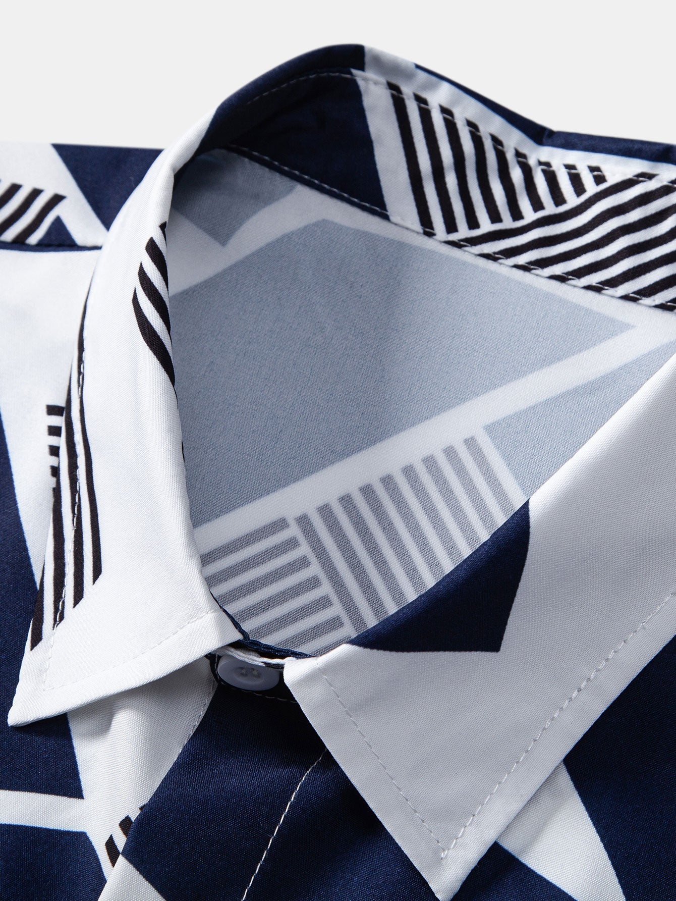 Ethan® | Color Block Geometry Print Button Up Shirt - Image 5