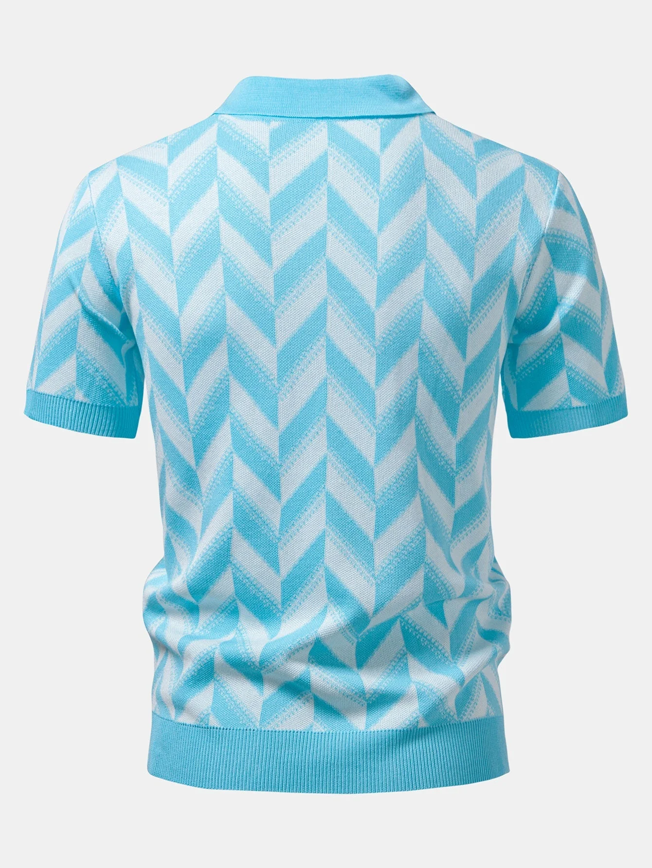 Ethan | Geometric Knitted V Neck Polo Shirt - Image 2
