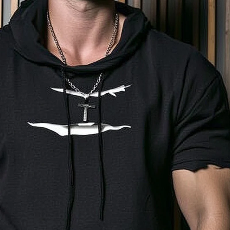 Ethan | Men'S Ripped Short-Sleeved Loose Hoodie - Image 3