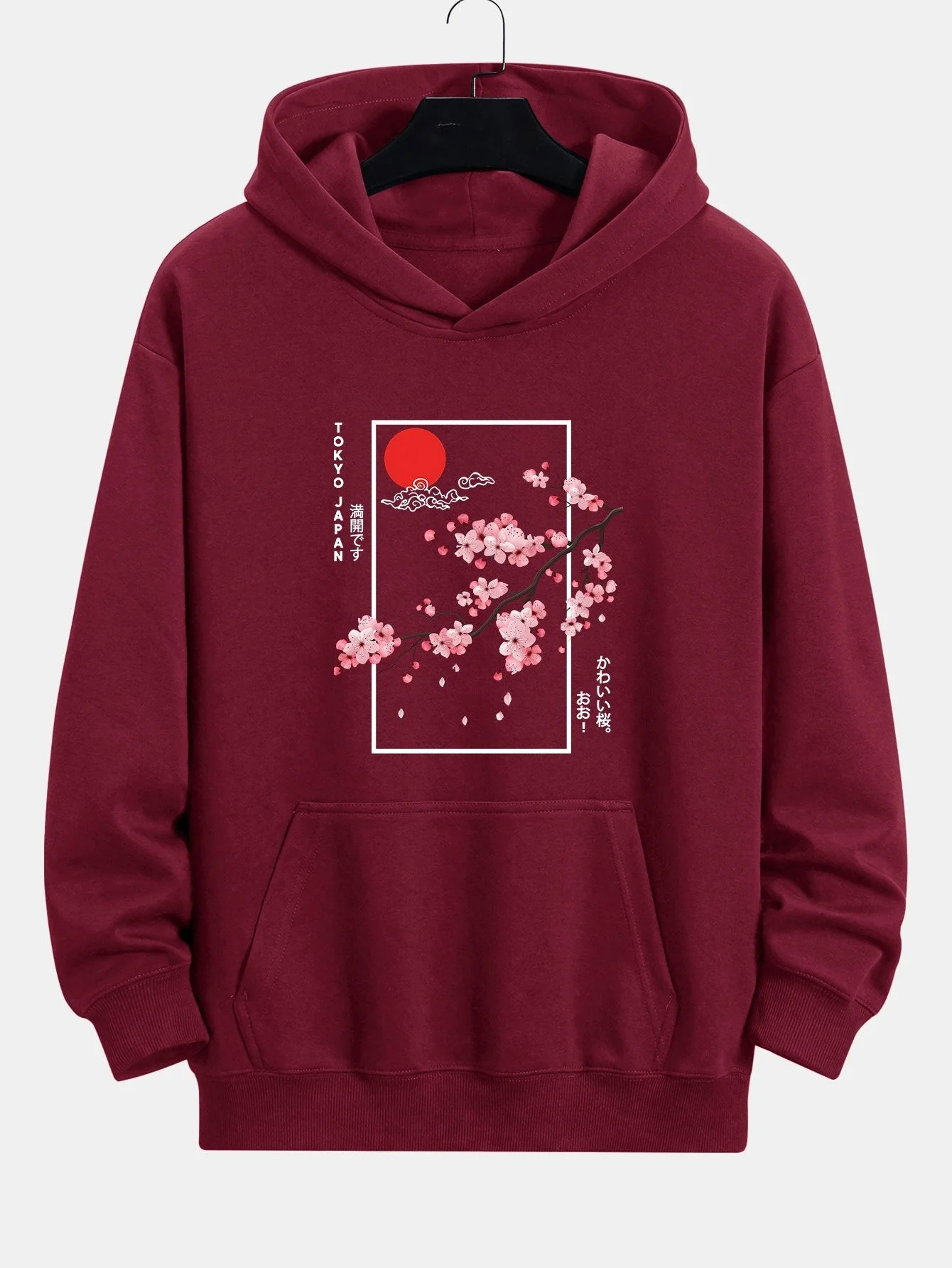 Eugene | Cherry Blossom Slogan Print Relax Fit Hoodie - Image 7