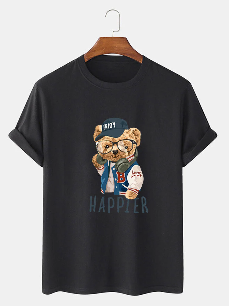 Eusebio® | Baseball Jacket Bear Slogan Print T-Shirt - Image 3