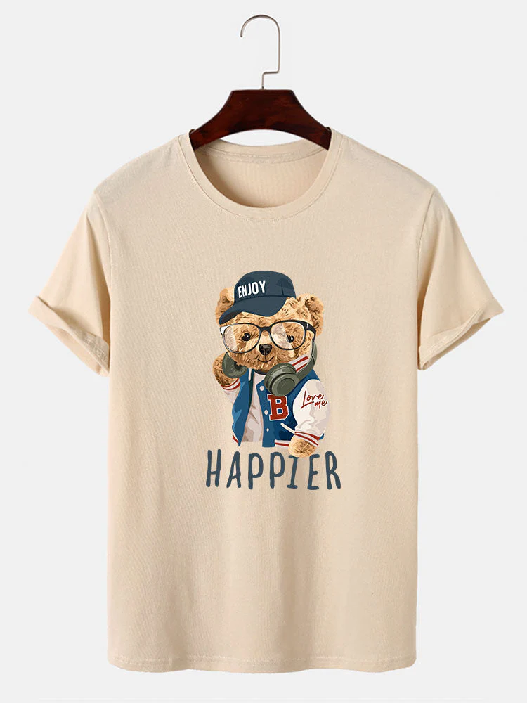 Eusebio® | Baseball Jacket Bear Slogan Print T-Shirt - Image 4