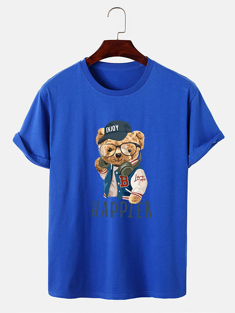 Eusebio® | Baseball Jacket Bear Slogan Print T-Shirt - Image 7