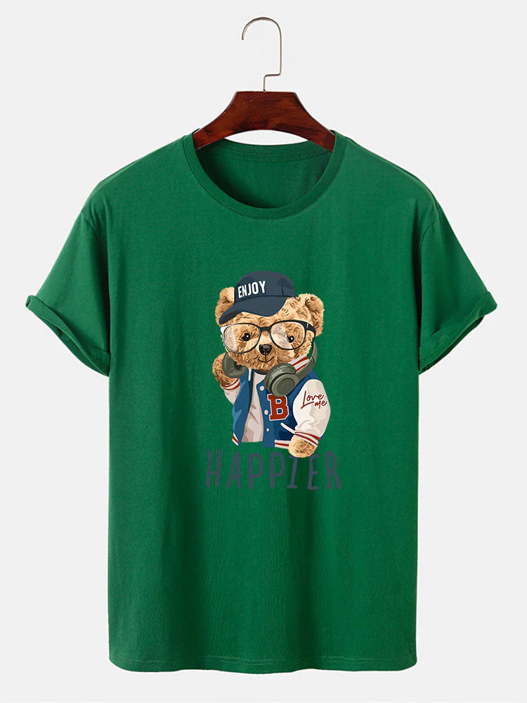 Eusebio® | Baseball Jacket Bear Slogan Print T-Shirt - Image 8