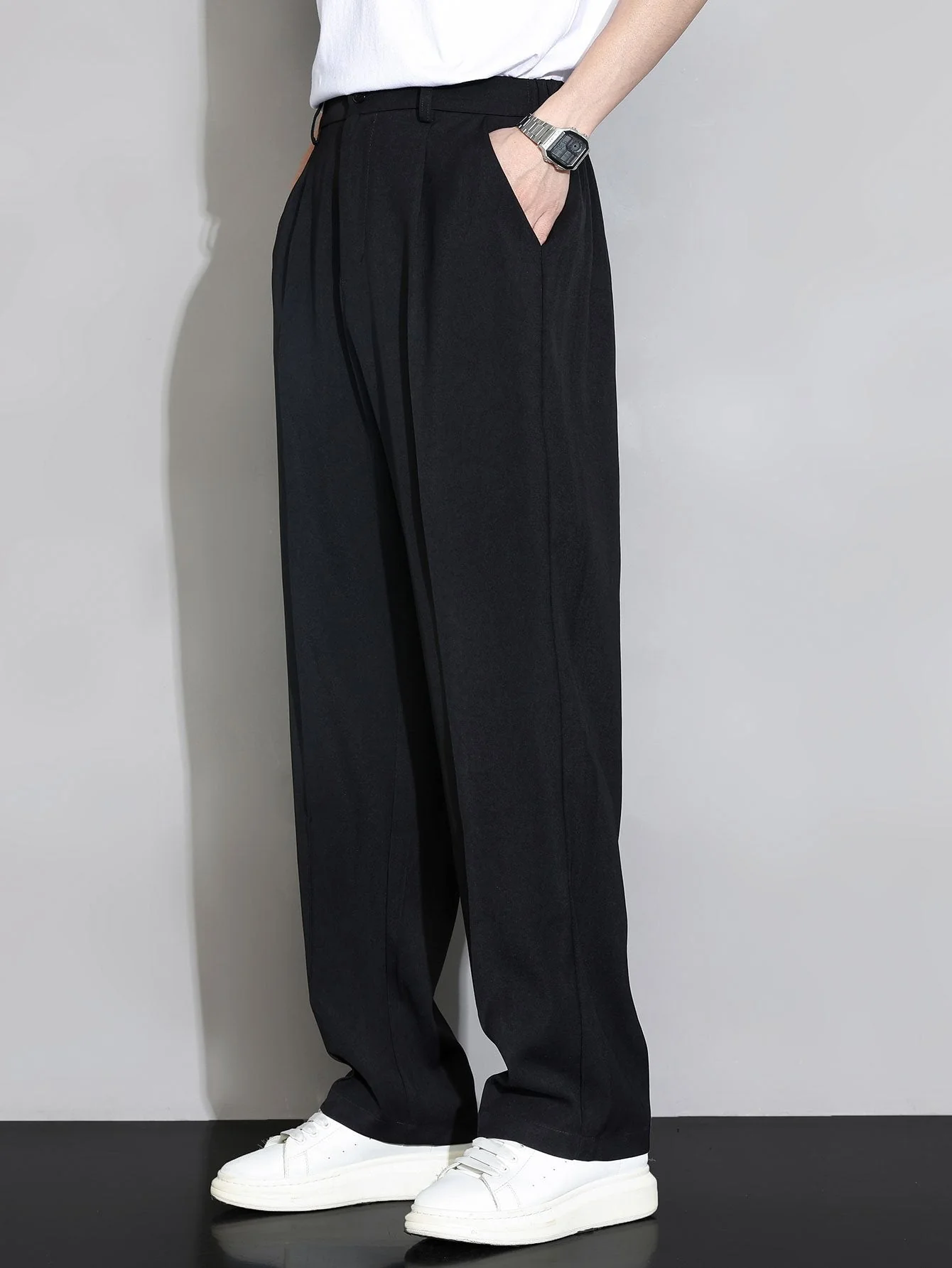 Eustaquio® | Relax Fit Elastic Waist Straight Leg Trousers - Image 3