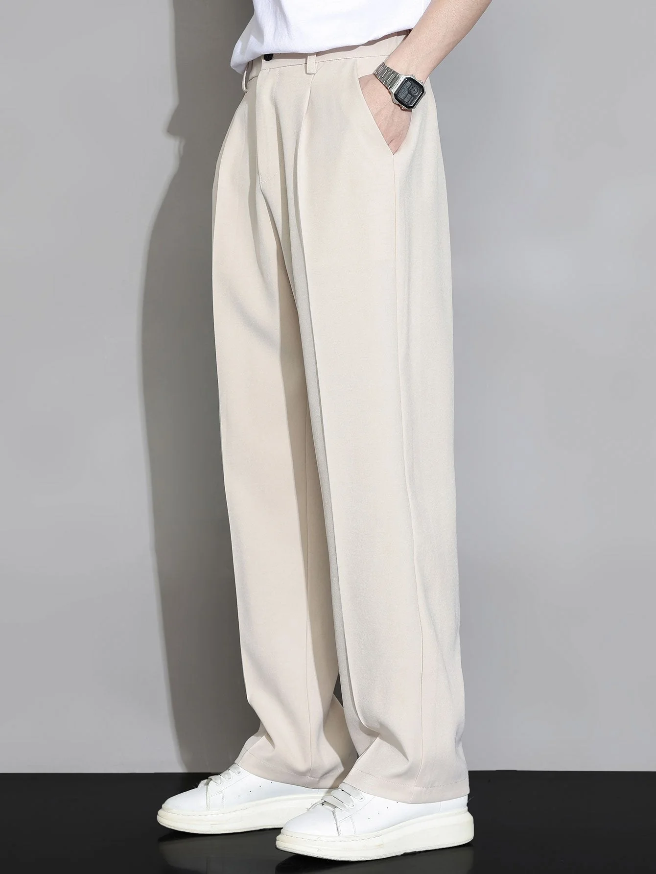 Eustaquio® | Relax Fit Elastic Waist Straight Leg Trousers - Image 9