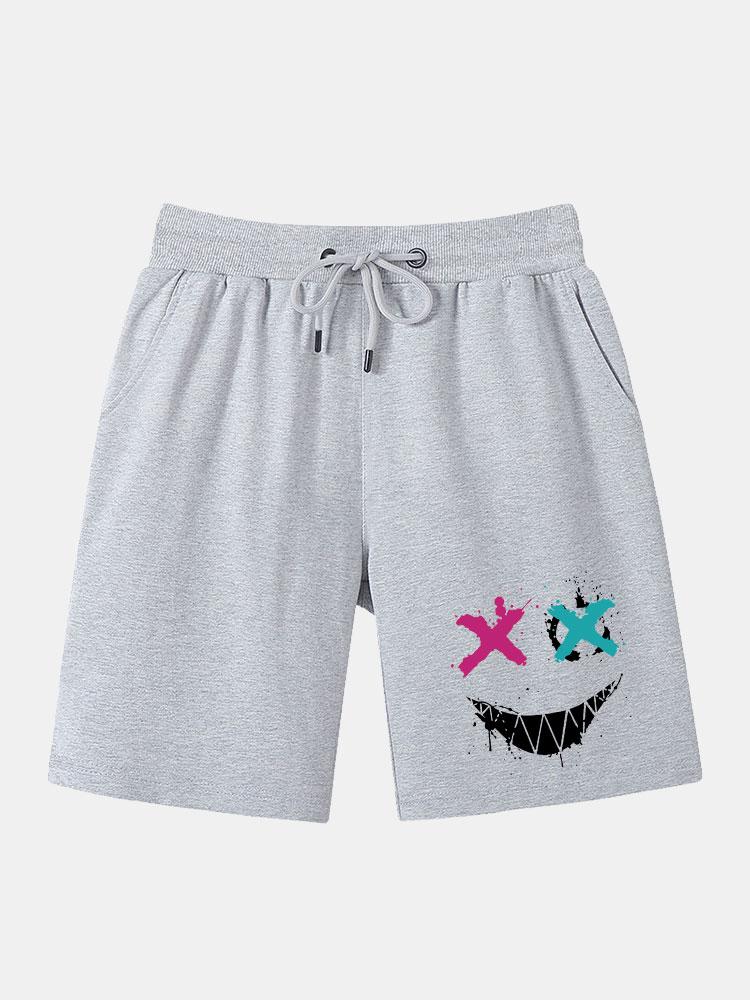 Evaristo® | Graffiti Smiley Face Print Man Mid Length Shorts - Image 2