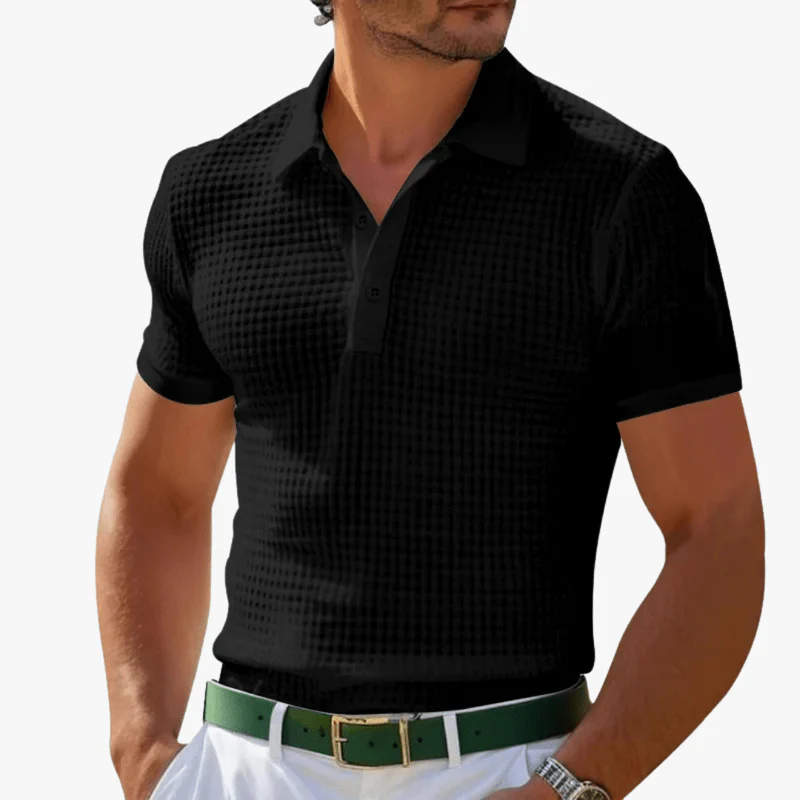 Evaristo | Men Waffle Knit Polo – Breathable 4-Season Comfort - Soft & Lightweight - Image 2