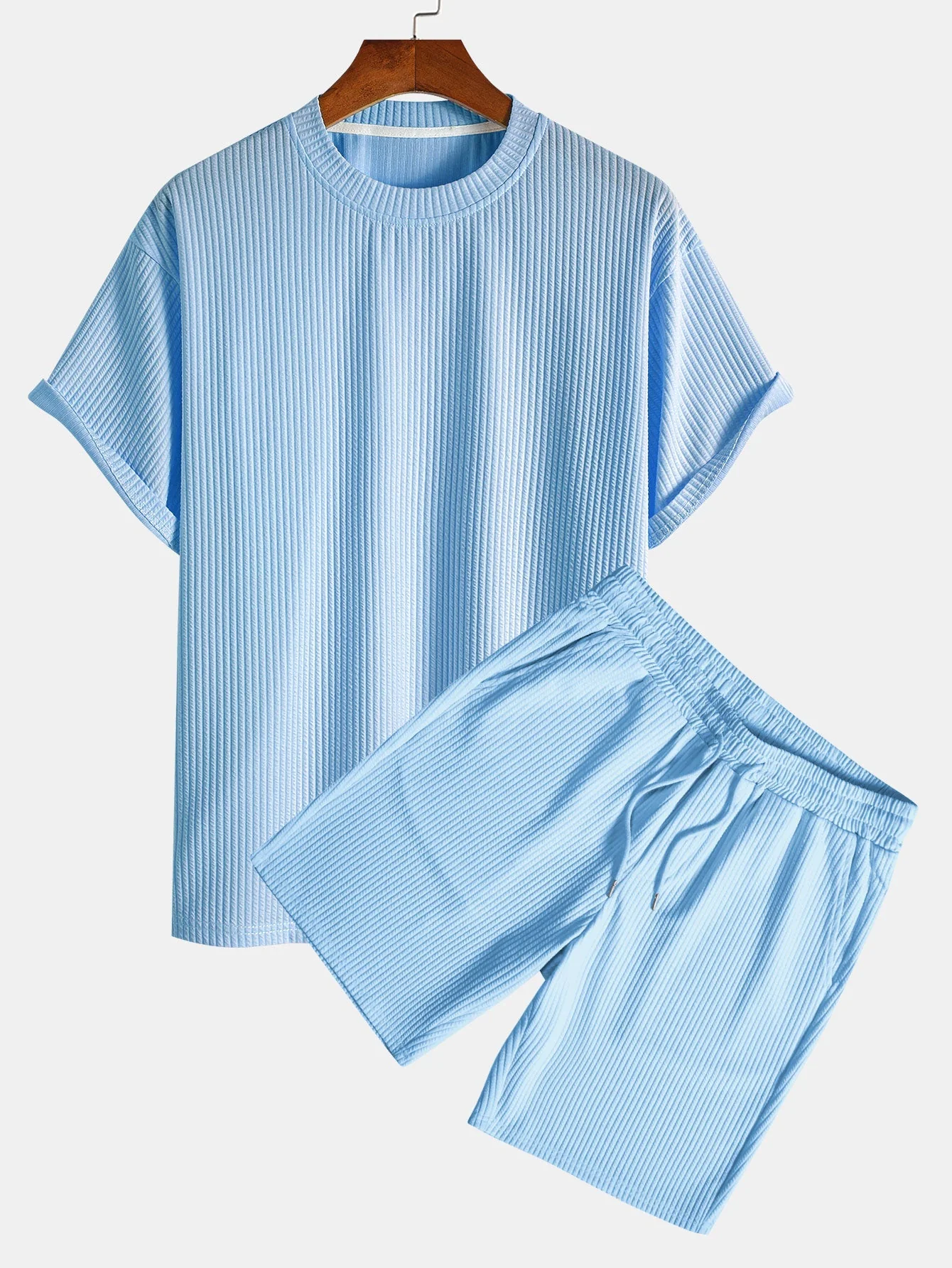Ezequiel® | Relax Fit Ribbed T-Shirt & Drawstring Ribbed Shorts - Image 2