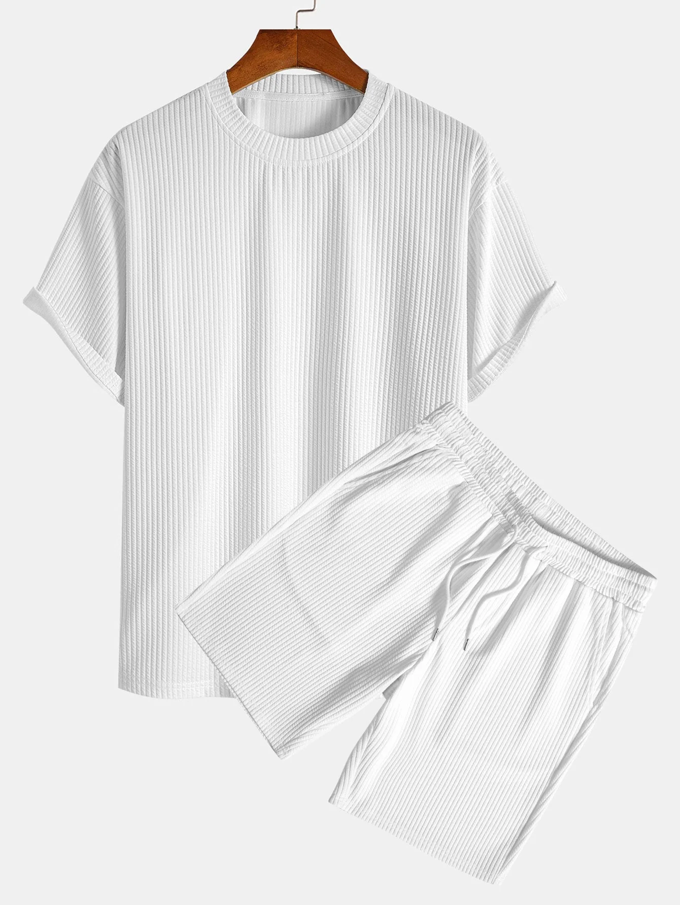 Ezequiel® | Relax Fit Ribbed T-Shirt & Drawstring Ribbed Shorts - Image 4