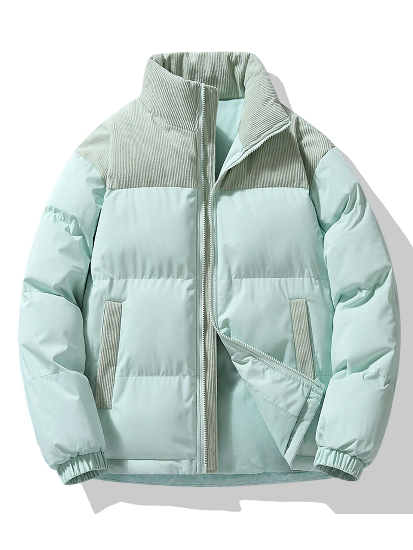 Ezra | Corduroy Patchwork Puffer Jacket - Image 12