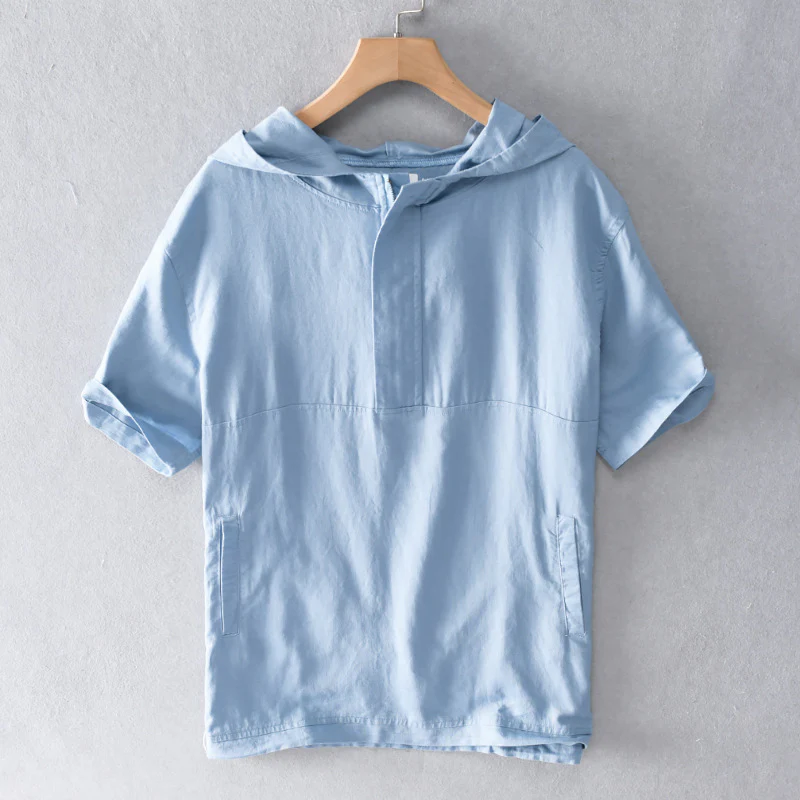 Ezra | Evercrest Linen Hoodie Shirt - Image 4