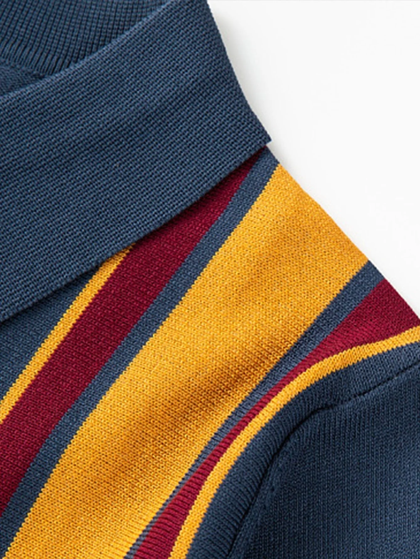 Ezra | Short Sleeve Multi Stripe Button Up Sweater Polo - Image 5