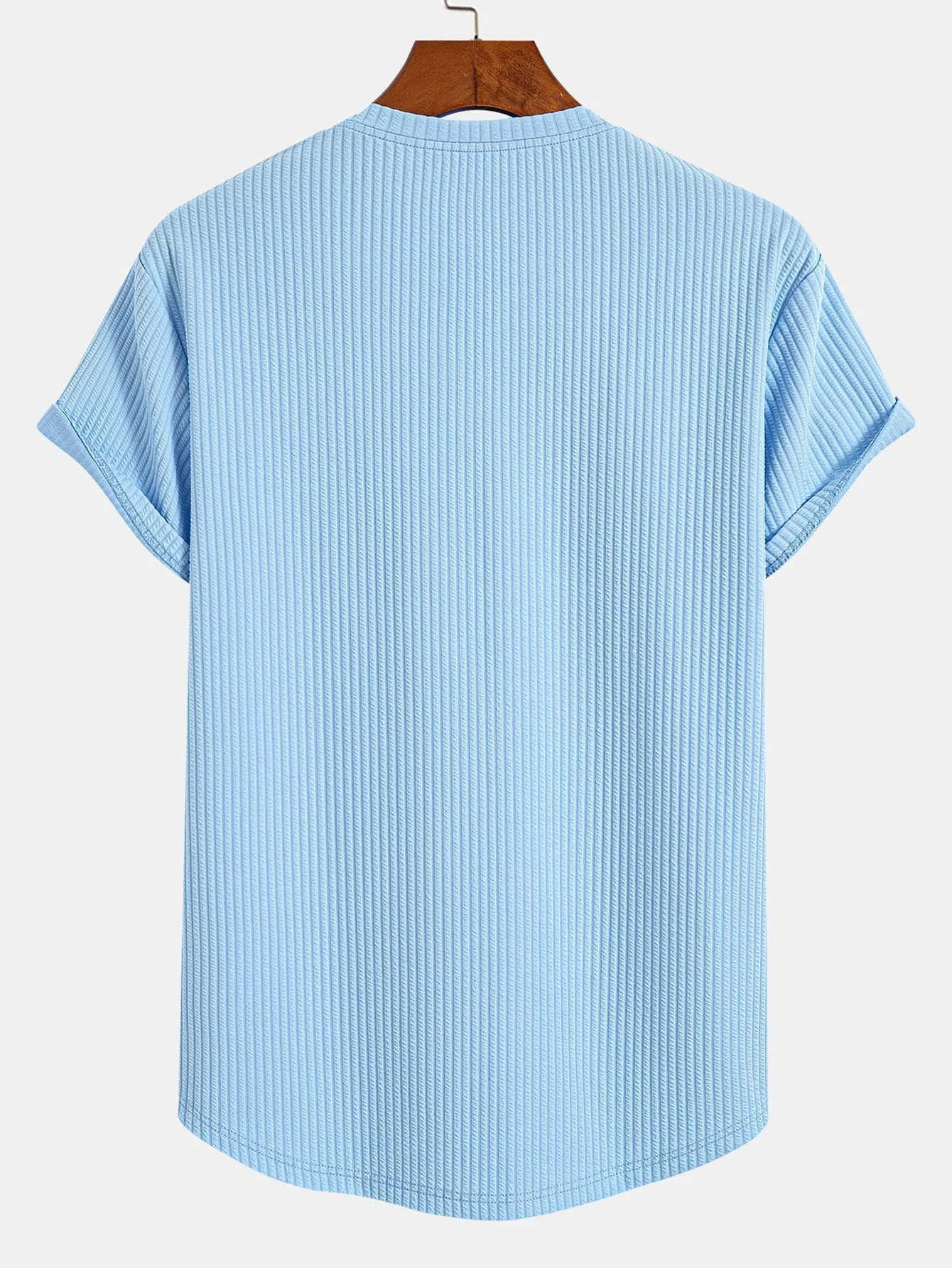 Fabricio® | Muscle Fit Notch Ribbed Arc Hem T-Shirt & Drawstring Ribbed Shorts - Image 6