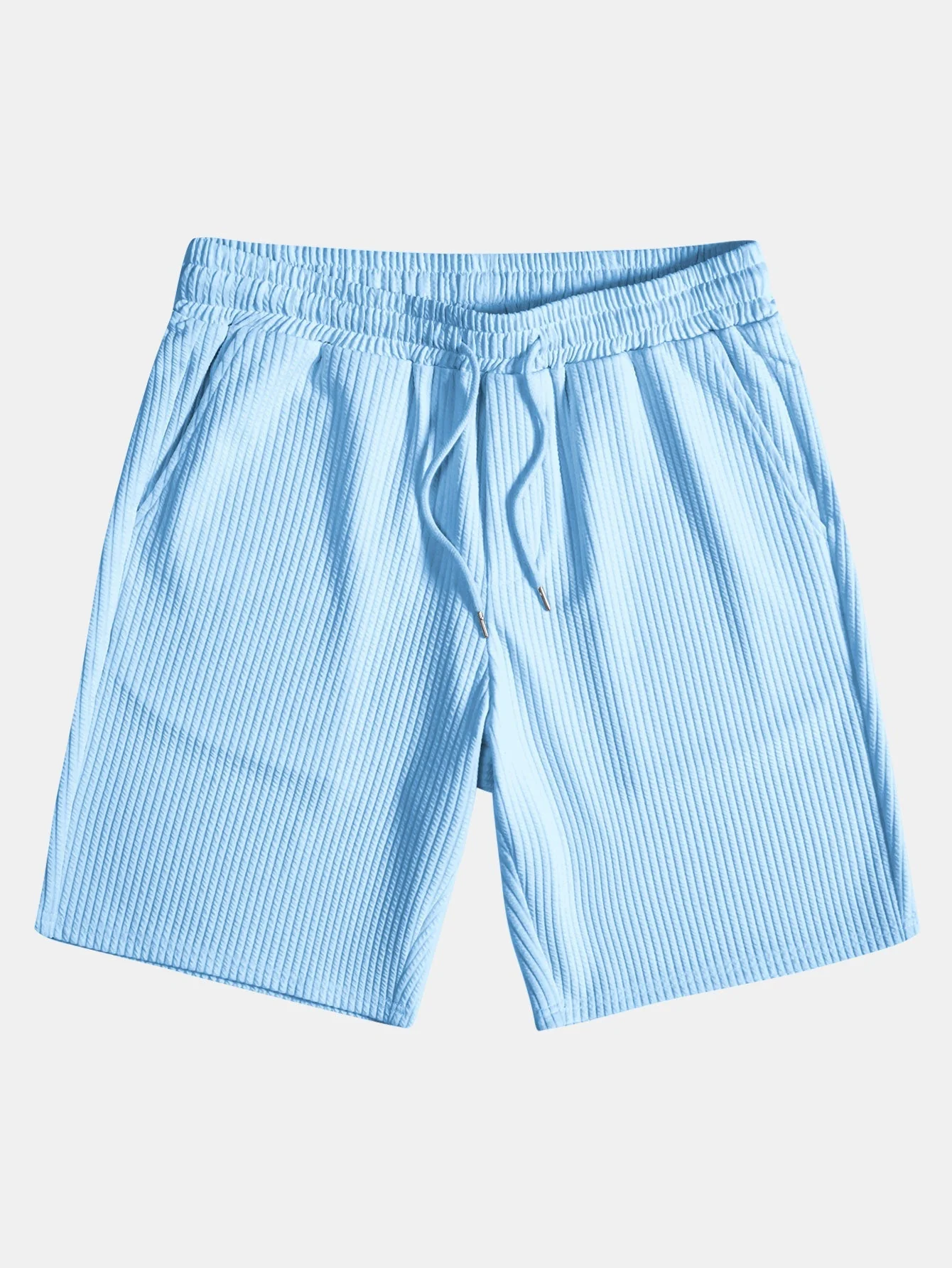 Fabricio® | Muscle Fit Notch Ribbed Arc Hem T-Shirt & Drawstring Ribbed Shorts - Image 9