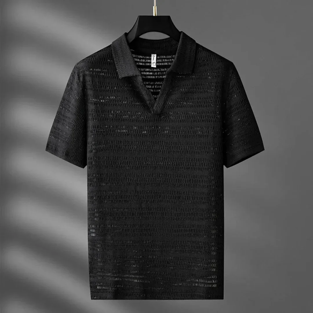 Fabrizio | Eric Textured Knit Polo Shirt - Image 4