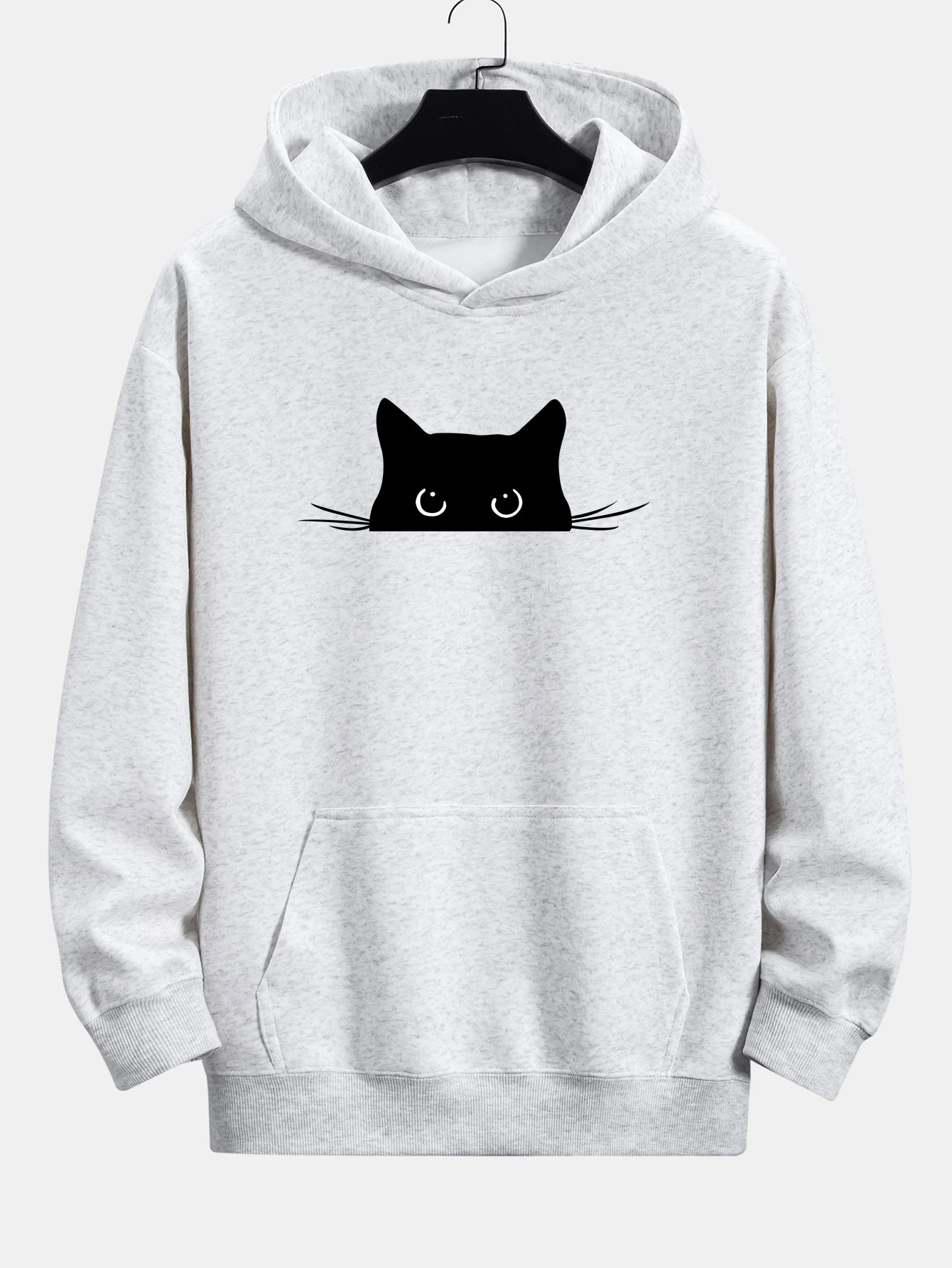 Fausto® | Black Cat Print Relax Fit Hoodie - Image 4