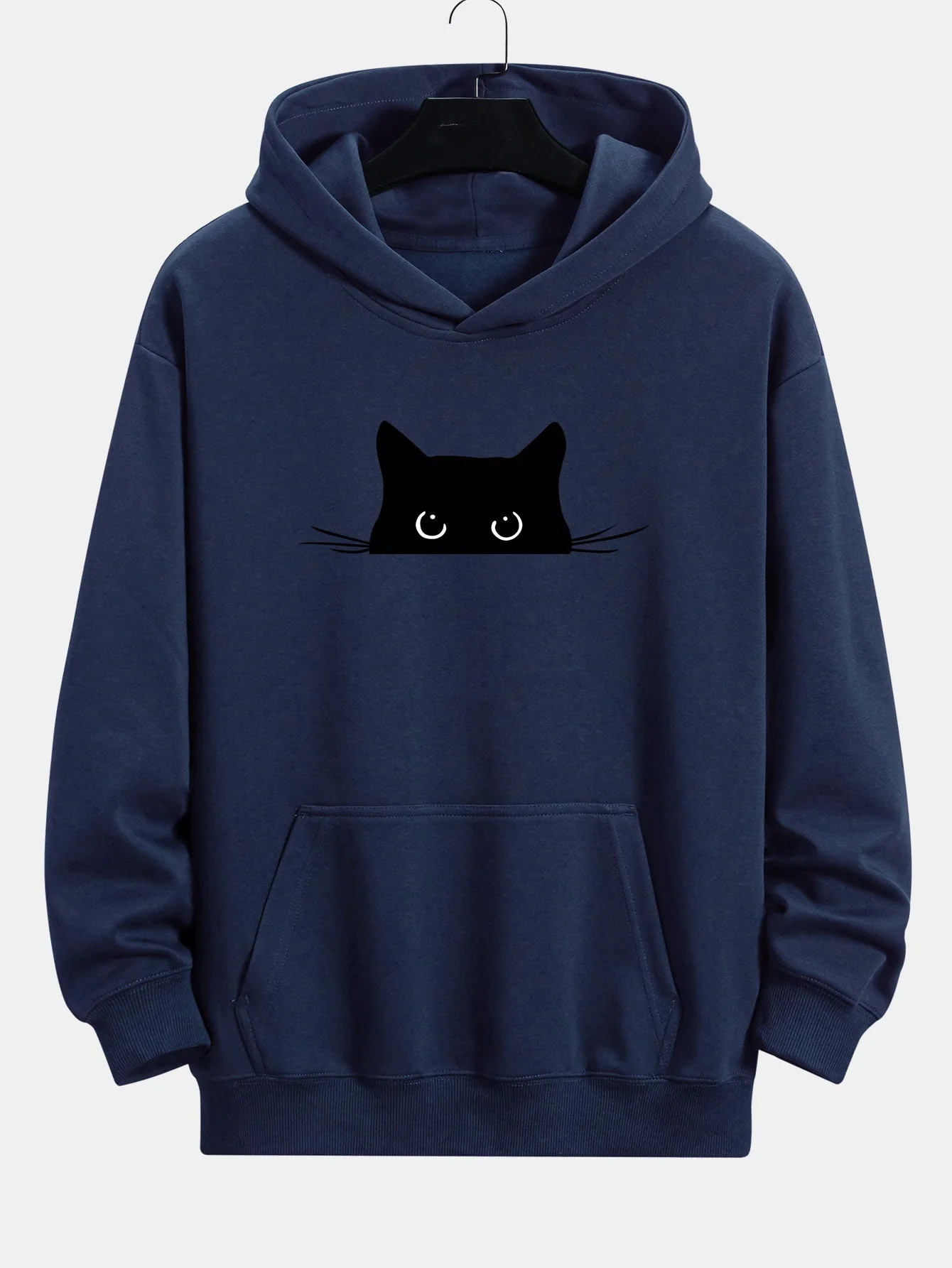 Fausto® | Black Cat Print Relax Fit Hoodie - Image 5