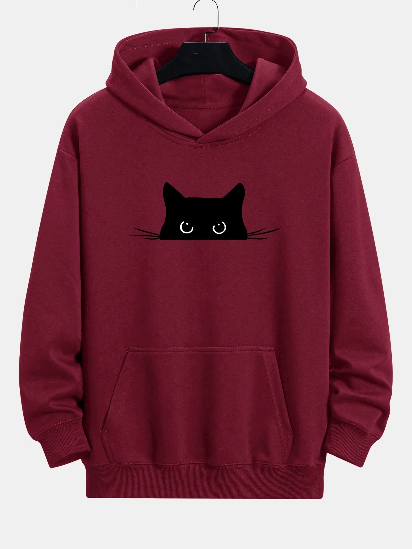 Fausto® | Black Cat Print Relax Fit Hoodie - Image 6