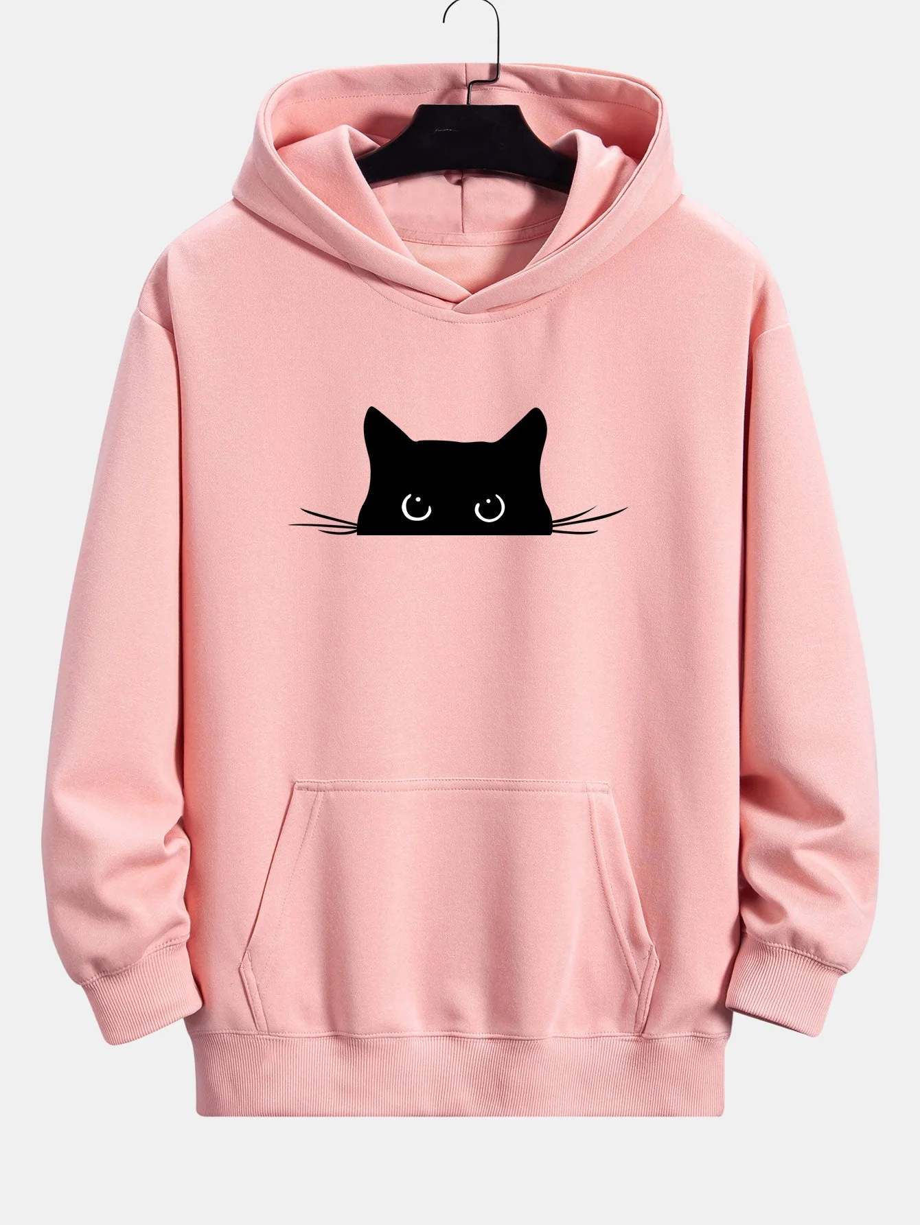 Fausto® | Black Cat Print Relax Fit Hoodie - Image 7