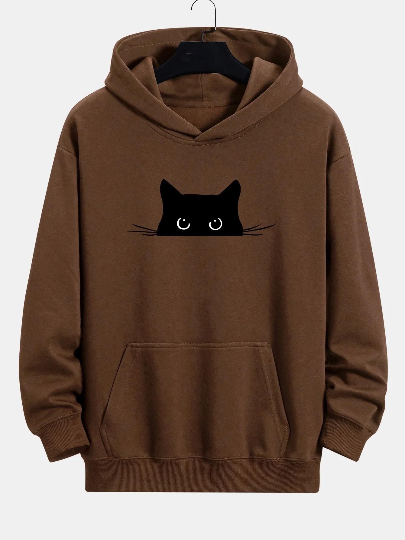 Fausto® | Black Cat Print Relax Fit Hoodie - Image 8