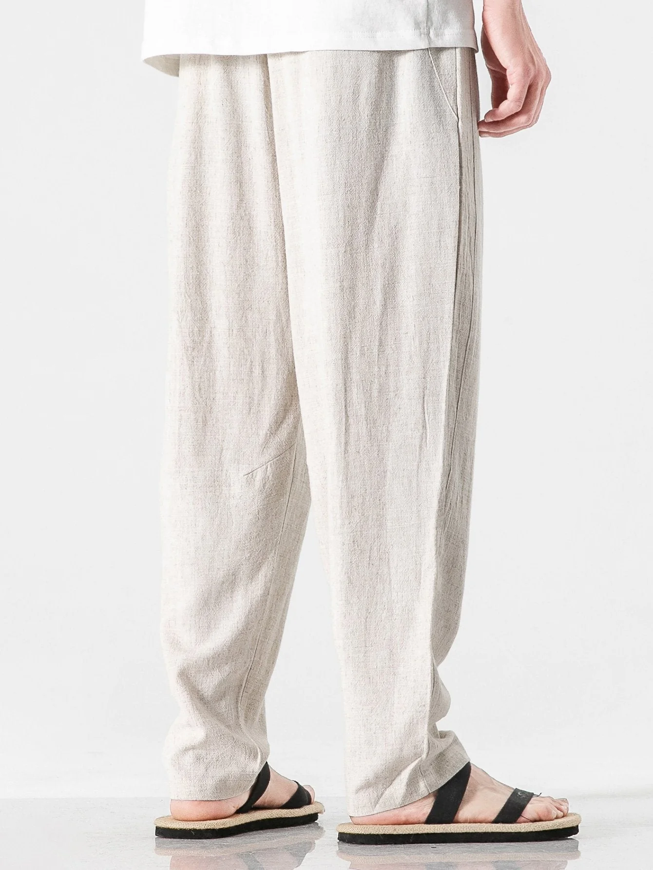 Fausto® | Relax Fit Linen And Cotton Blend Harem Pants - Image 3