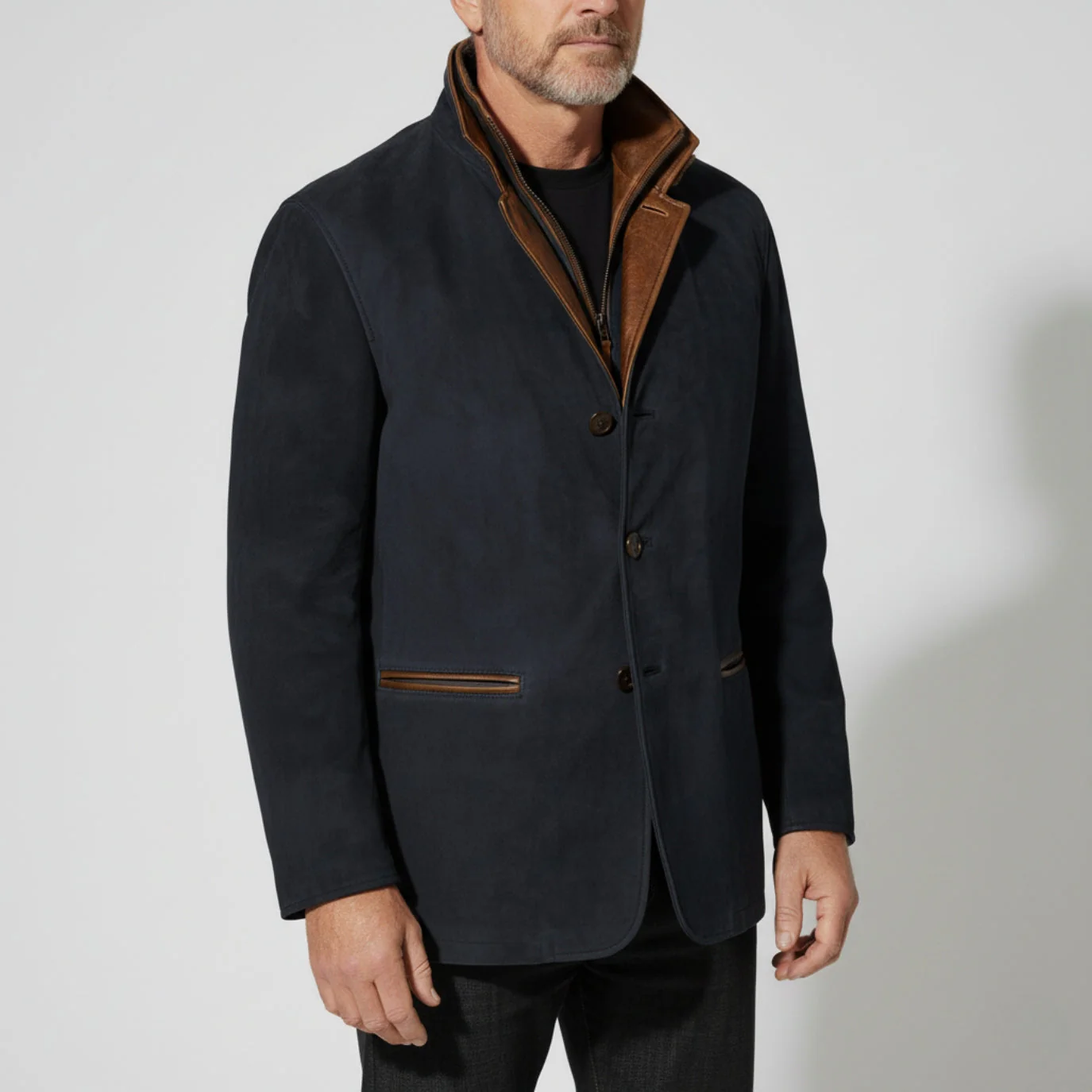 Federico® | Men’s Suede Jacket With Button Front - Image 4