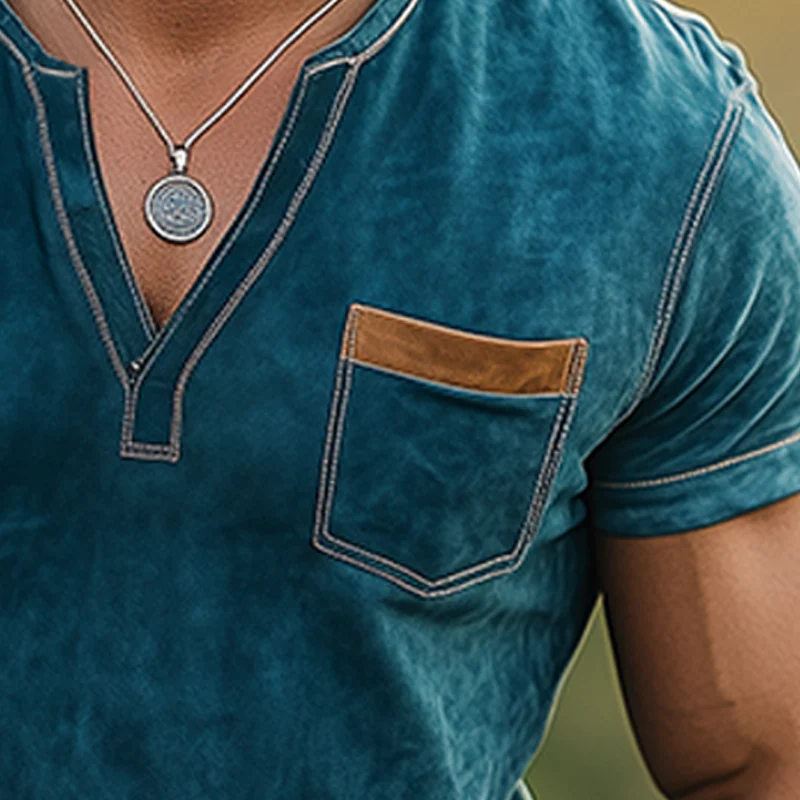 Federico | Men'S Spring And Summer Casual Thin Suede V-Neck Slim Short-Sleeved T-Shirt - Image 5