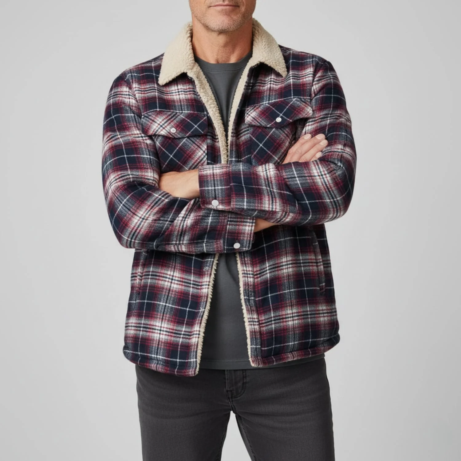 Felicio® | Men’s Fleece Jacket With Check Pattern - Image 5