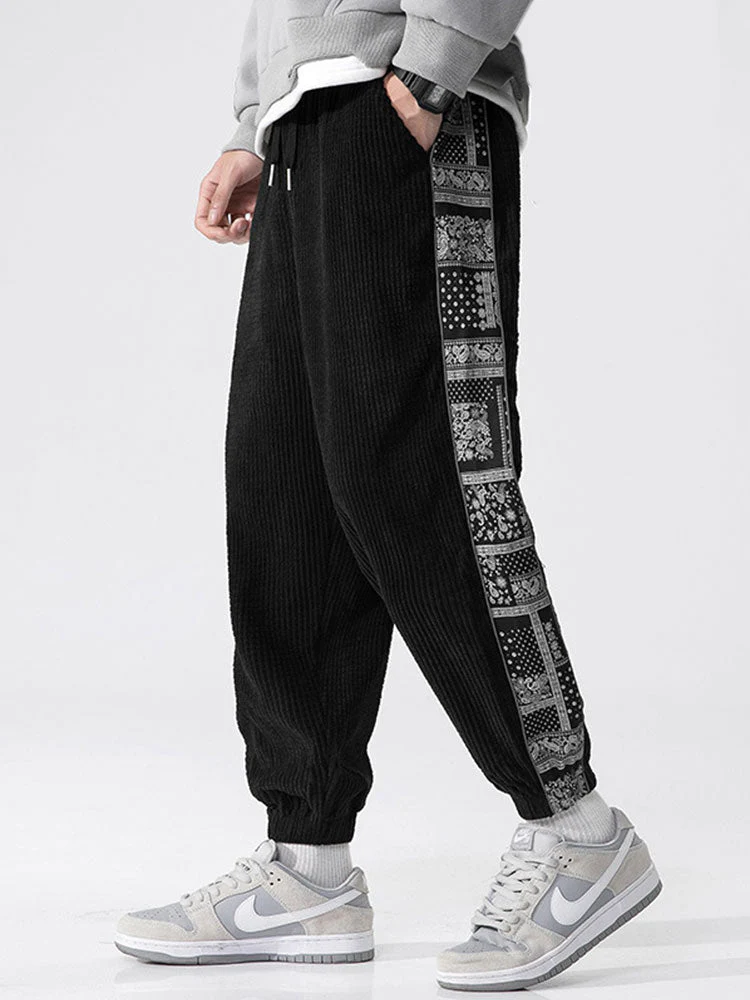 Felipe® | Corduroy Paisley Print Panel Pants - Image 2