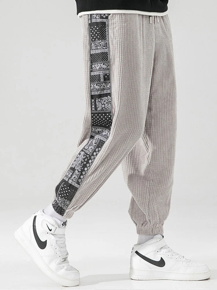 Felipe® | Corduroy Paisley Print Panel Pants - Image 4