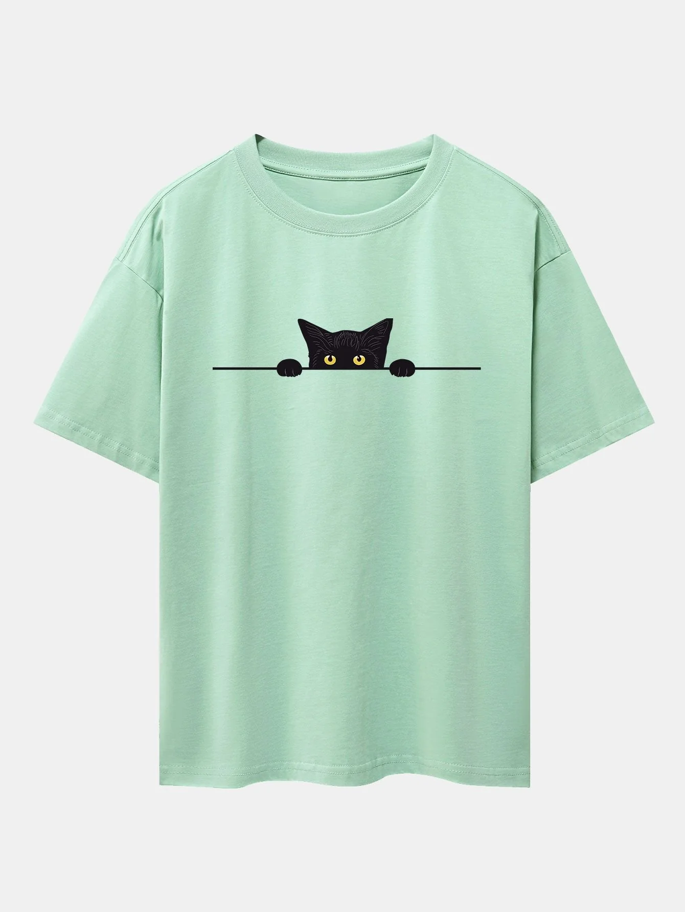 Felix® | Black Cat Print Drop Shoulder Oversize T-Shirt - Image 11