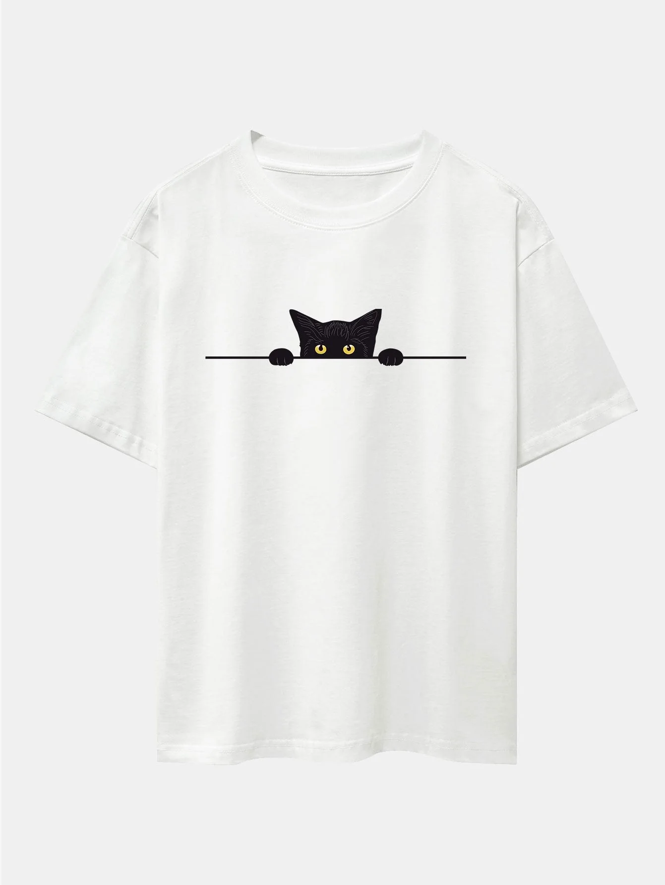 Felix® | Black Cat Print Drop Shoulder Oversize T-Shirt - Image 2