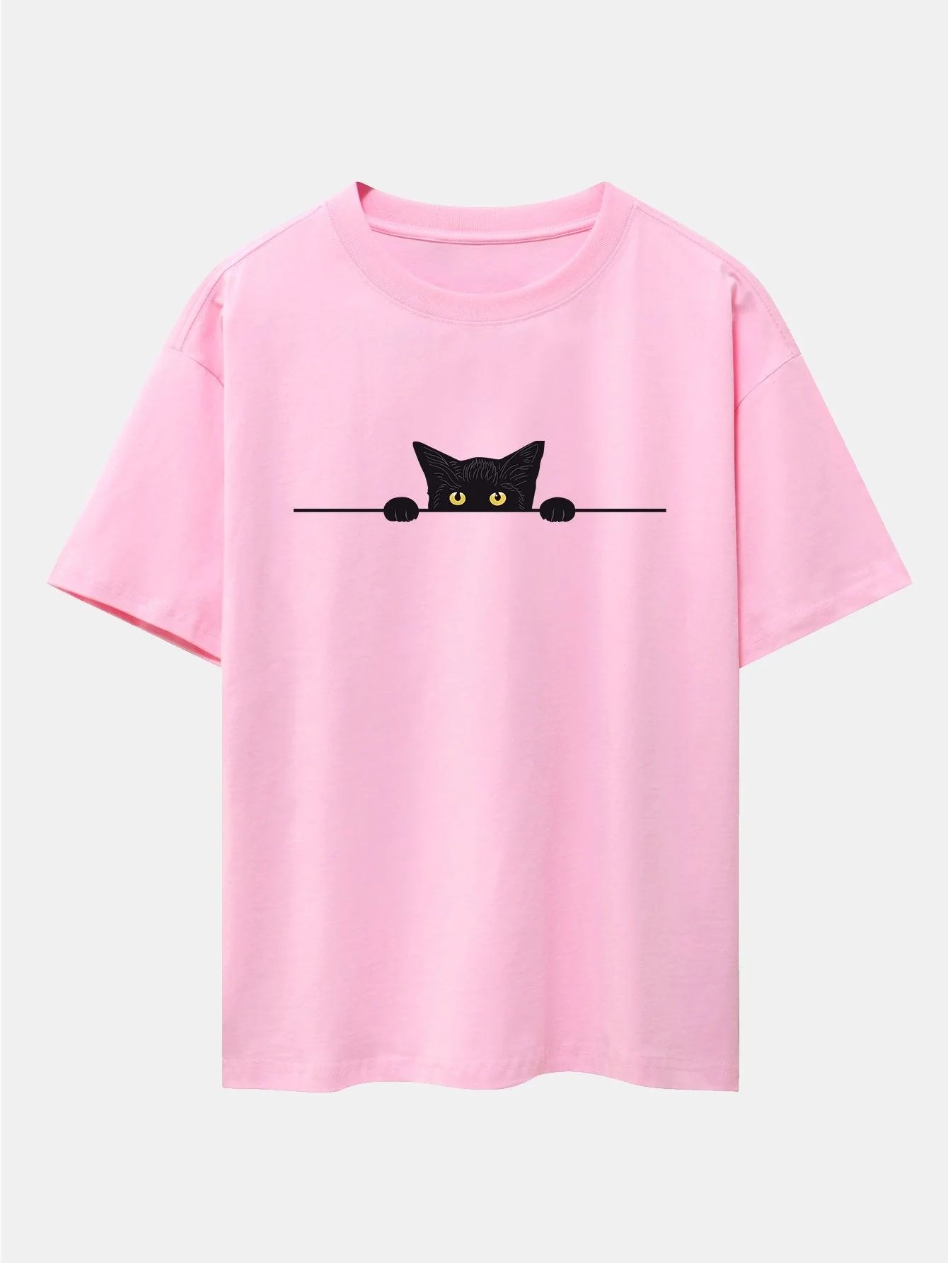 Felix® | Black Cat Print Drop Shoulder Oversize T-Shirt - Image 3