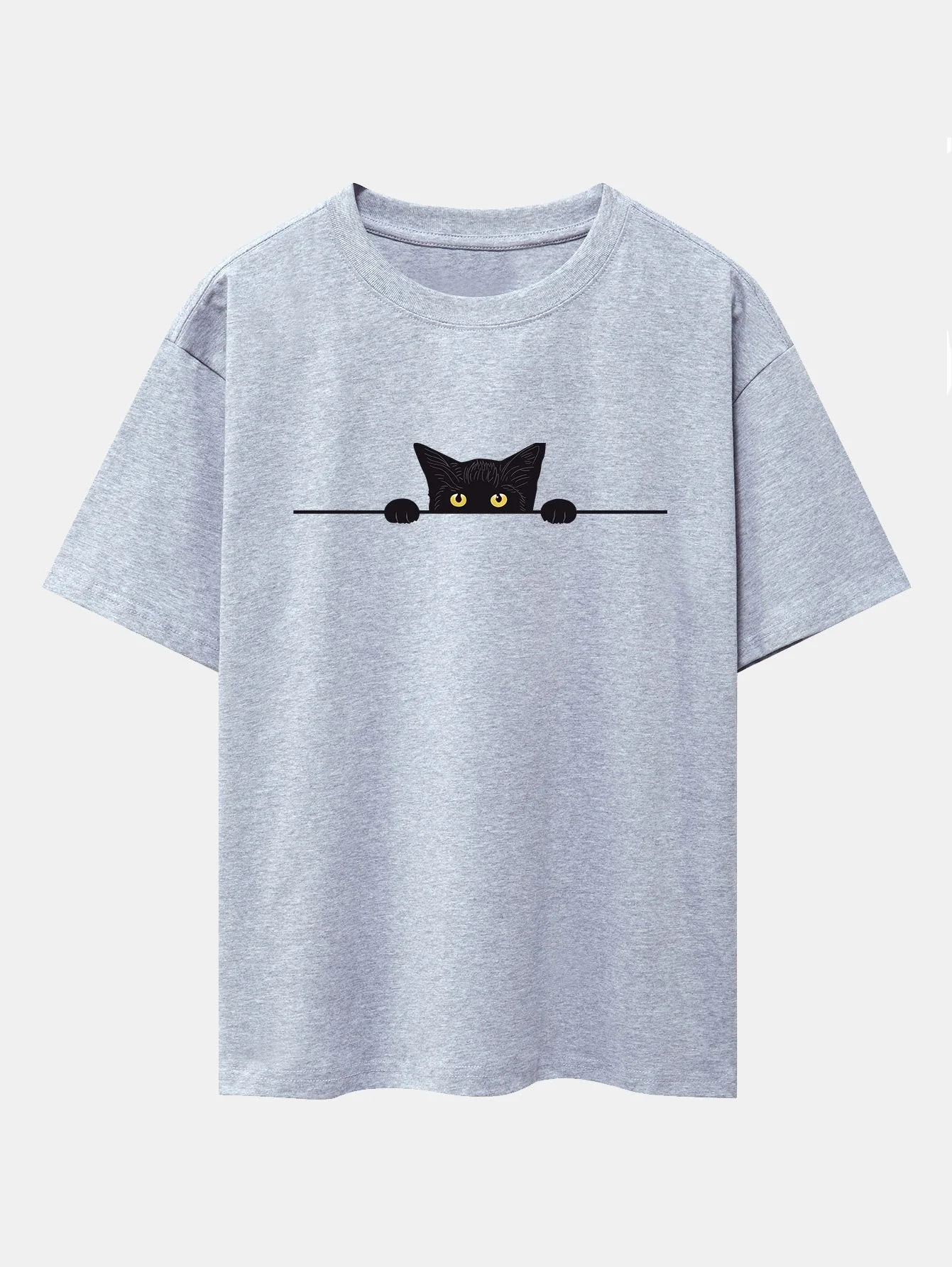 Felix® | Black Cat Print Drop Shoulder Oversize T-Shirt - Image 8