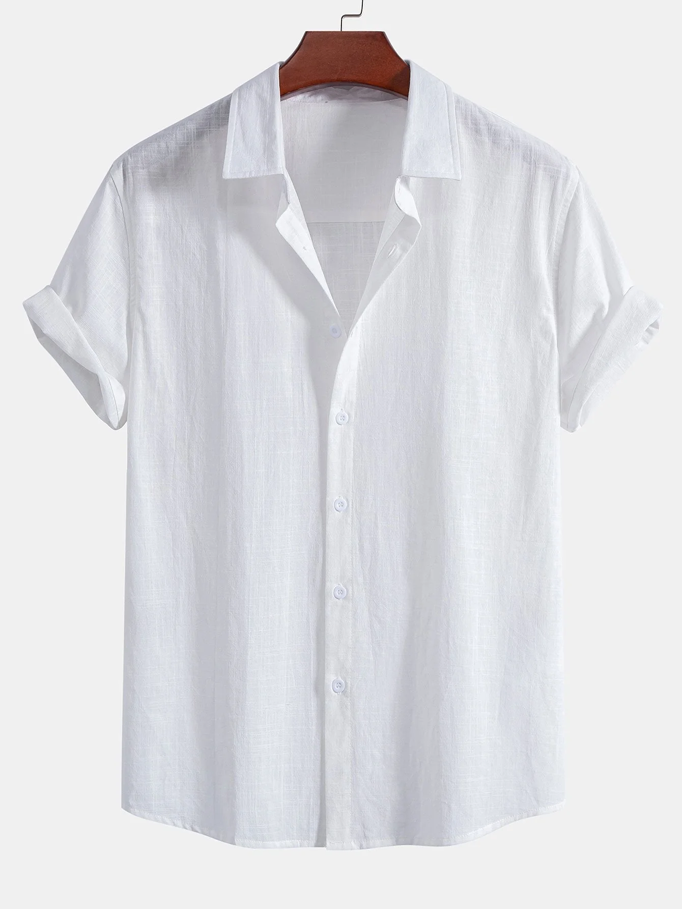 Fergus® | Linen Look Cotton Button Up Shirt & Striped Print Swim Shorts - Image 2