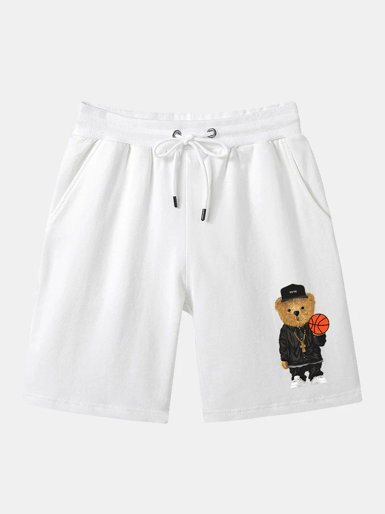 Fermín | Basketball Bear Print Mid Length Shorts - Image 2