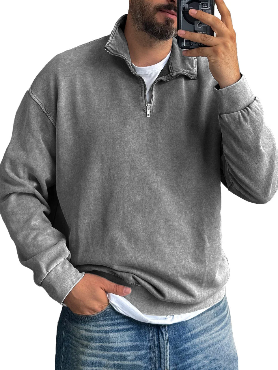 Fernando® | Men'S Basic Zip Stand Up Sweatshirt - Image 2