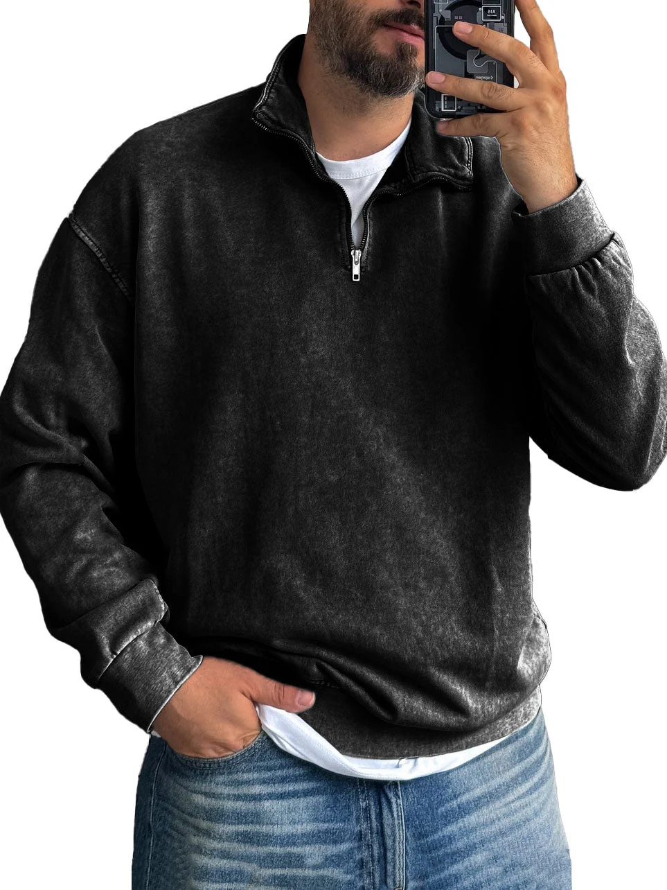 Fernando® | Men'S Basic Zip Stand Up Sweatshirt - Image 3