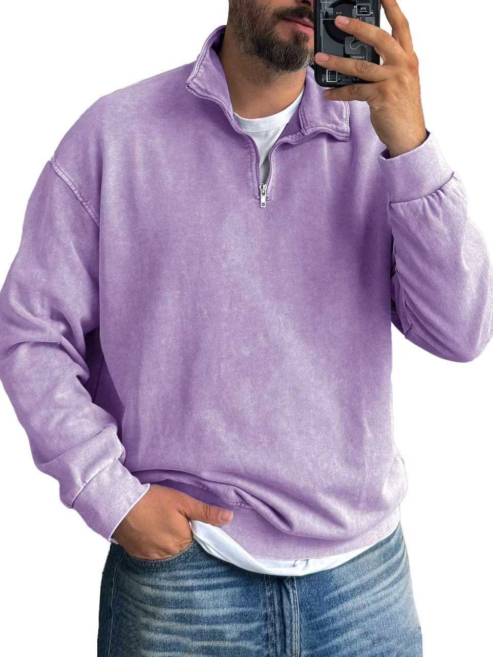 Fernando® | Men'S Basic Zip Stand Up Sweatshirt - Image 4